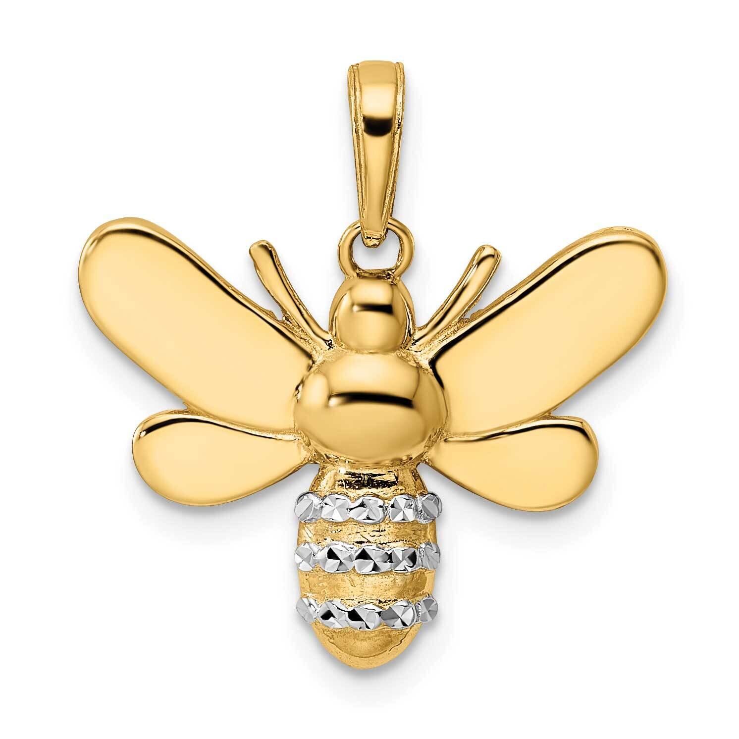 Bumblebee Pendant 14k Gold and White Rhodium Diamond-Cut M3021, MPN: M3021, 883957345949