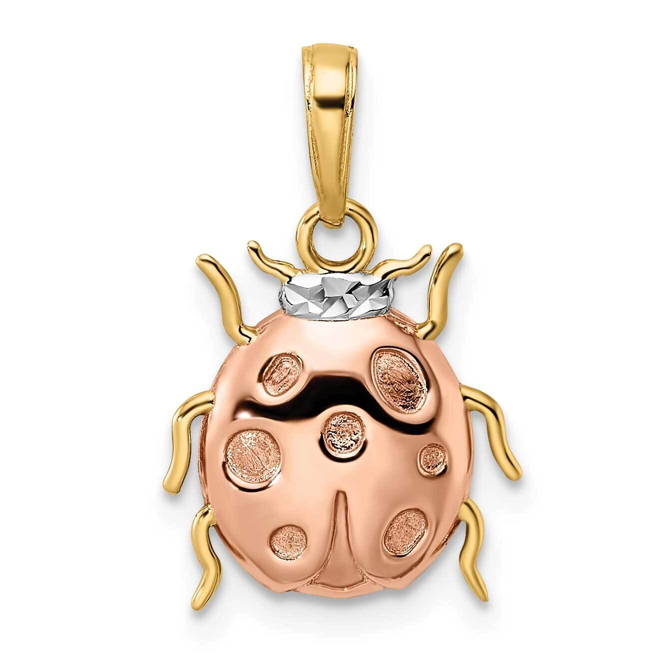 White and Rose Rhodium Diamond-Cut Ladybug Pendant 14k Gold M3022, MPN: M3022, 196904073384