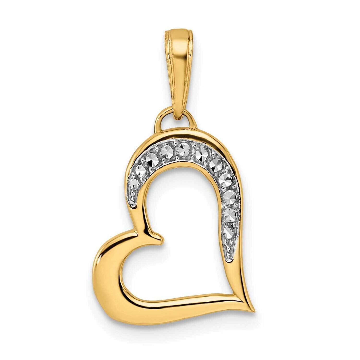 Diamond-Cut Heart Pendant 14k Gold with White Rhodium M3028, MPN: M3028,