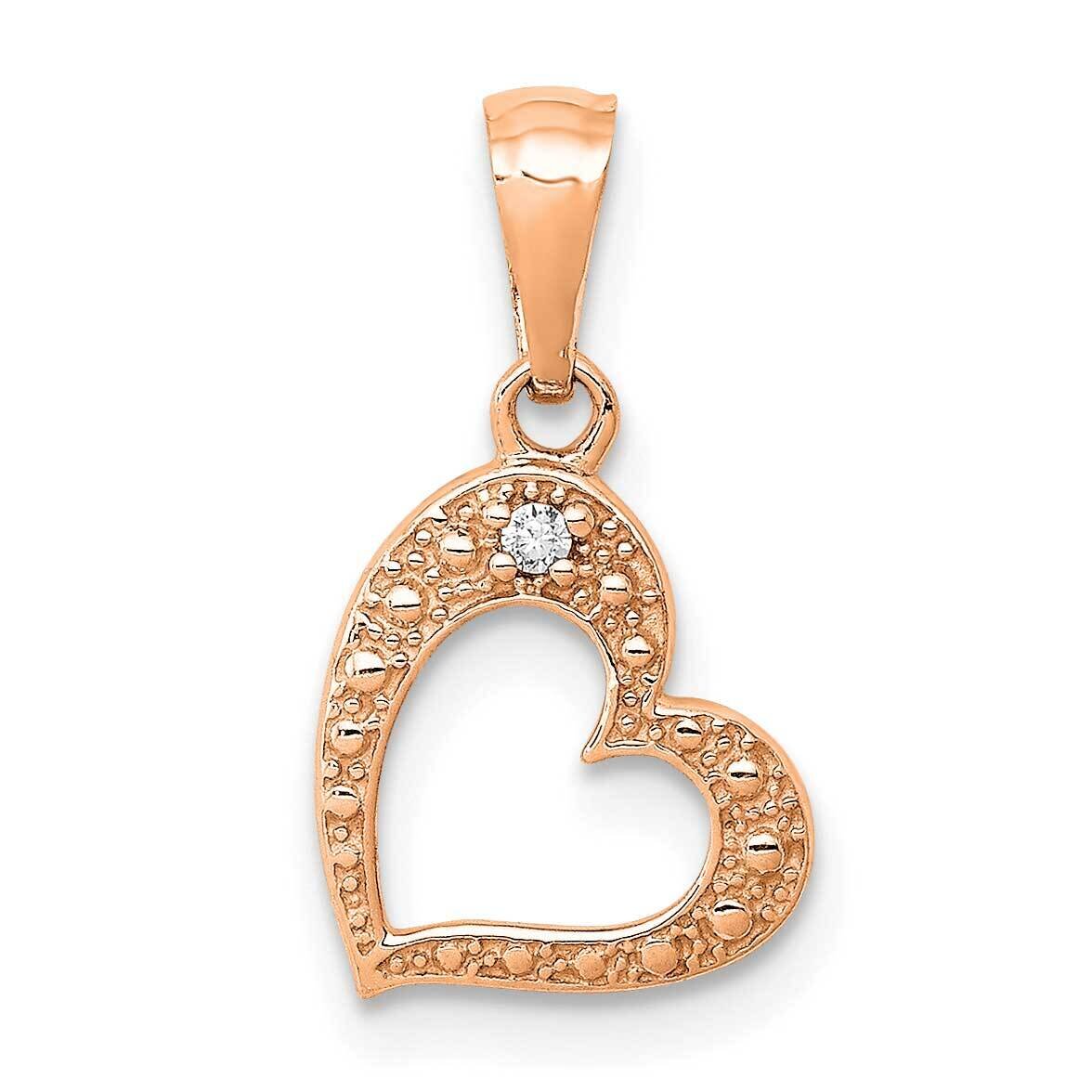 .01Ct. Diamond Heart Pendant 14k Rose Gold PM4859-001-RA, MPN: PM4859-001-RA,