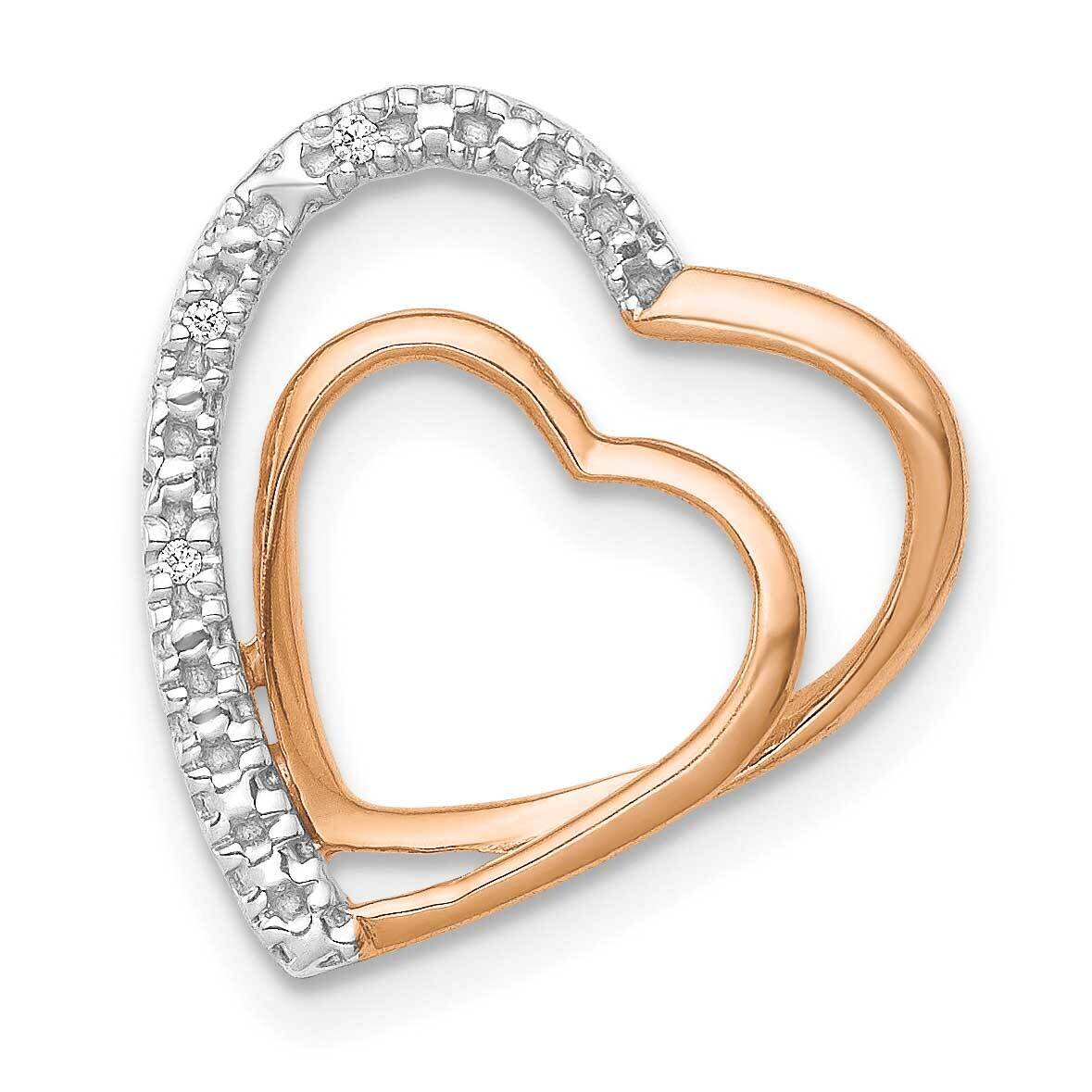 .01Ct. Diamond Double Heart Chain Slide 16 Inch 14k Rose Gold PM4911-001-RA
