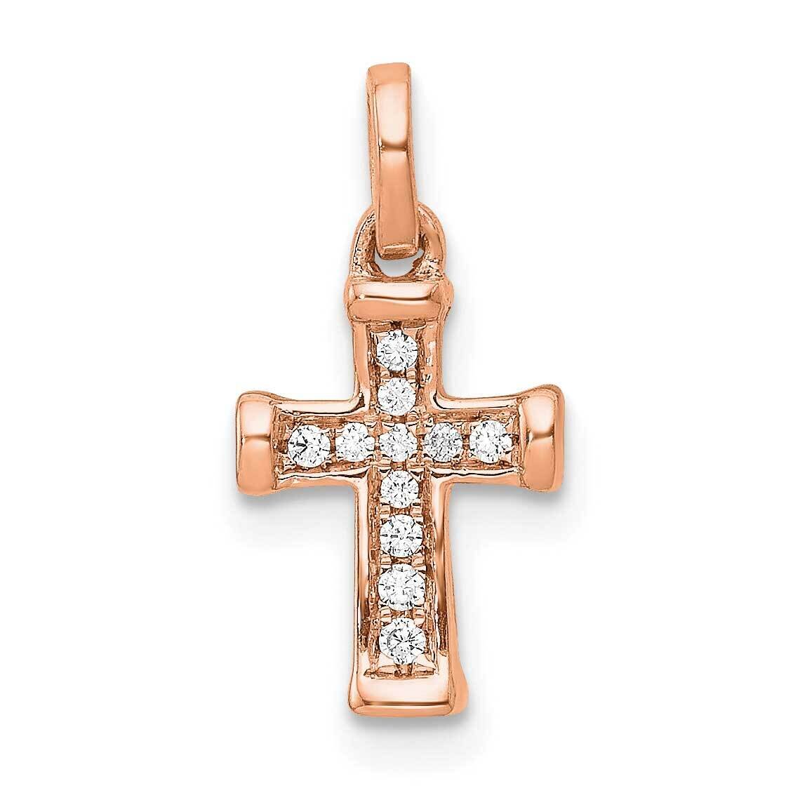 Small 1 20Ct. Diamond Latin Cross Pendant 14k Rose Gold PM4982-005-RA, MPN: PM4982-005-RA,