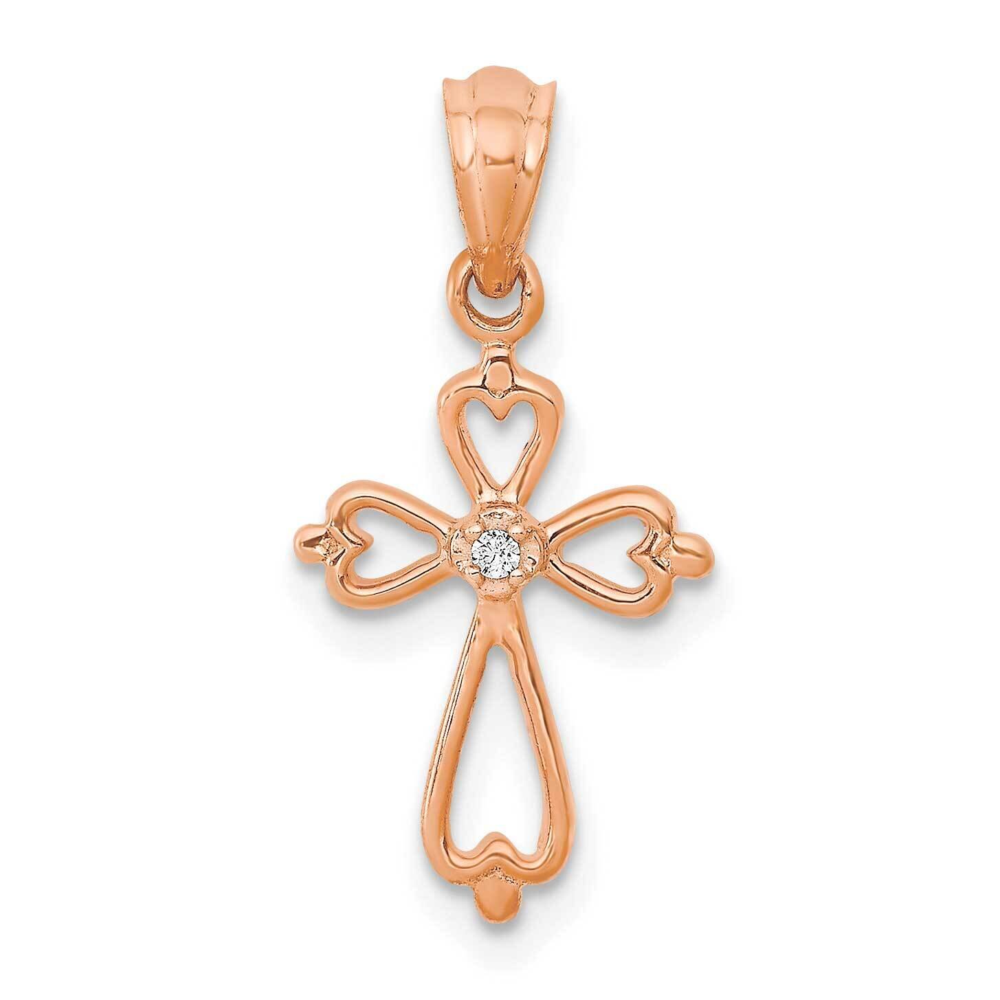 Diamond Accented Cross Pendant 14k Rose Gold PM4996-001-RA, MPN: PM4996-001-RA,