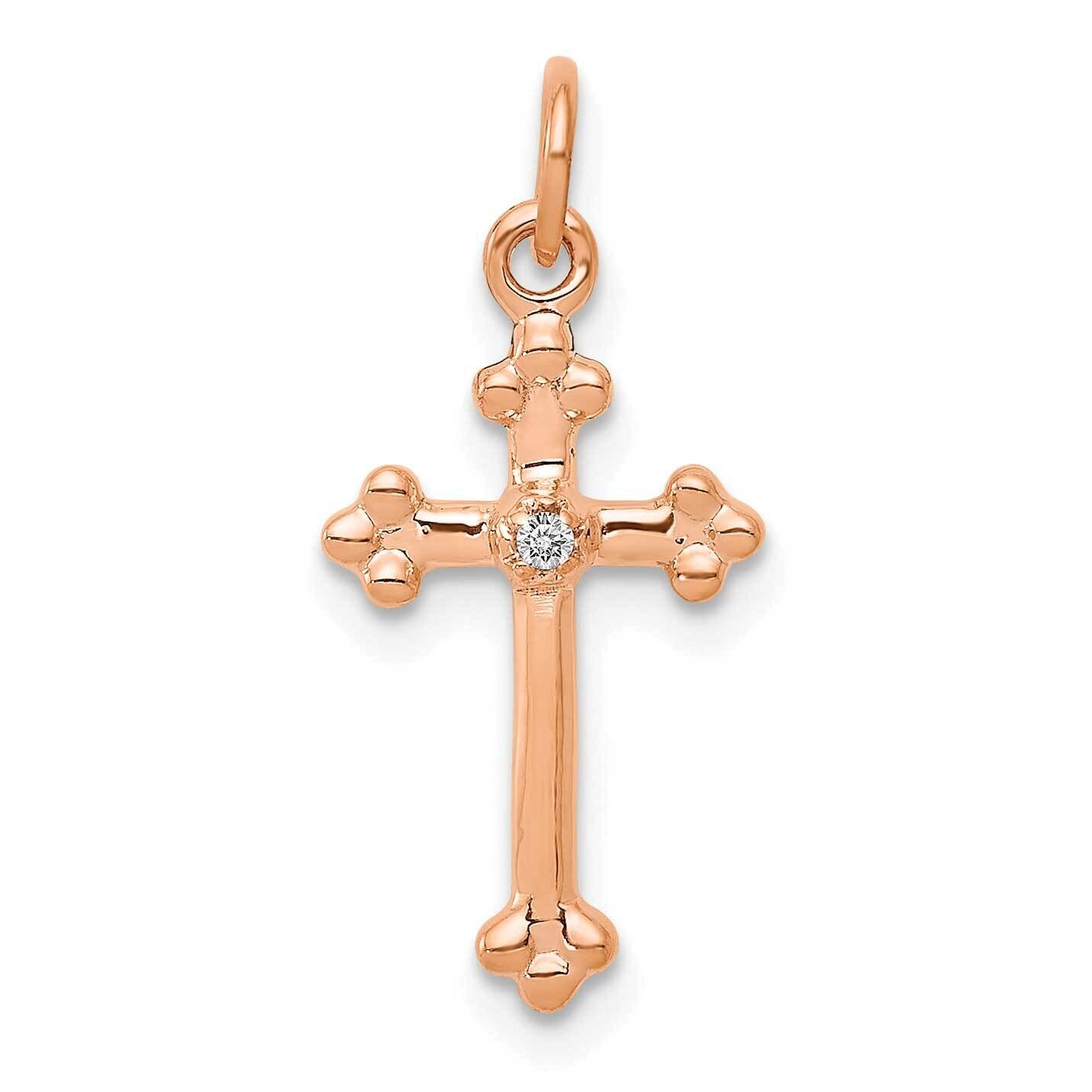 Small Diamond Budded Cross Pendant 14k Rose Gold PM5030-002-RA