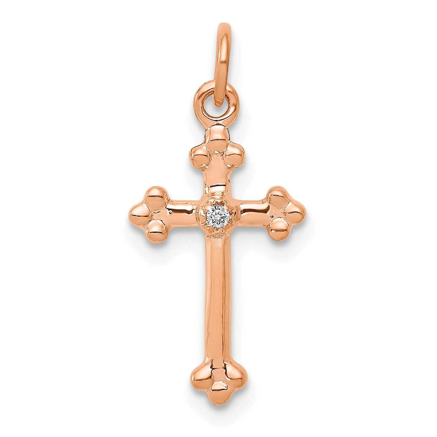 Small Diamond Budded Cross Pendant 14k Rose Gold PM5030-002-RA, MPN: PM5030-002-RA,