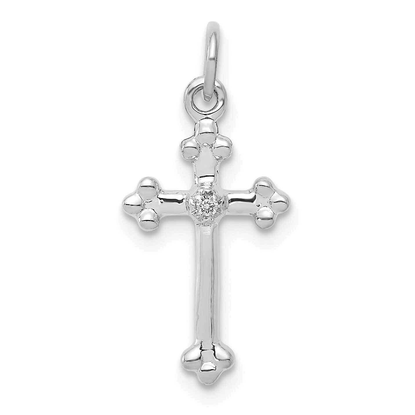 Small Diamond Budded Cross Pendant 14k White Gold PM5030-002-WA, MPN: PM5030-002-WA,