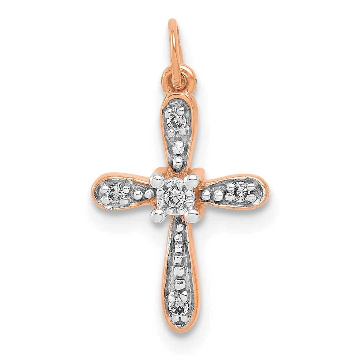 .03Ct. Diamond Cross Charm 14k Rose Gold PM5091-003-RA, MPN: PM5091-003-RA,
