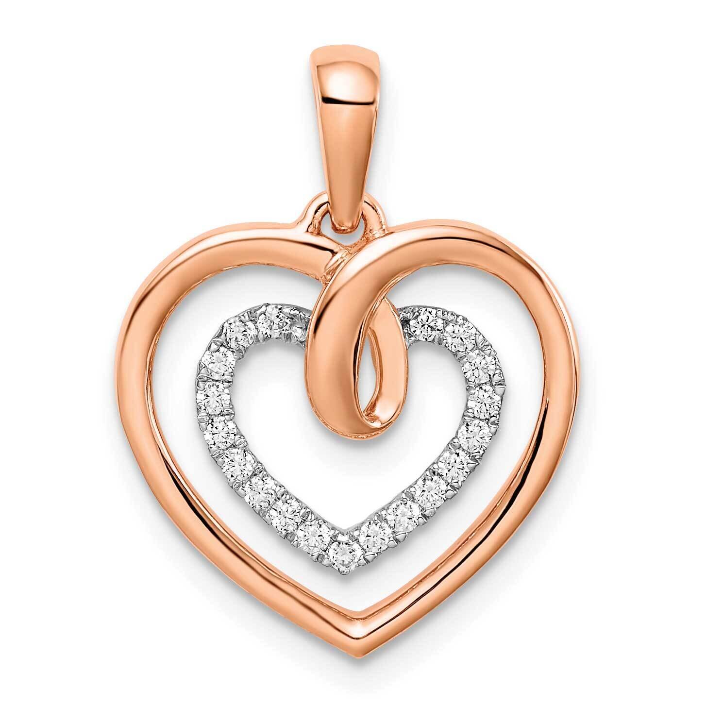White and Rose Heart Diamond Pendant 14k Two-Tone Gold PM6068-010-WRA, MPN: PM6068-010-WRA,