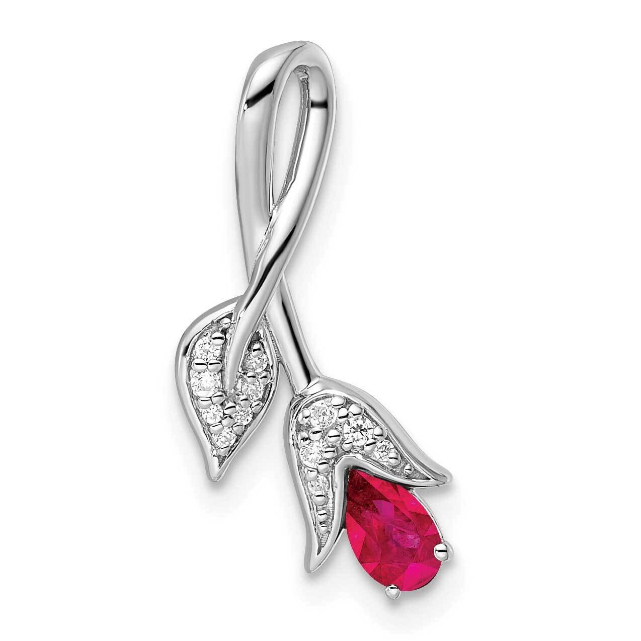 Ruby and Diamond Floral Chain Slide 14k White Gold PM8271-RU-005-WA, MPN: PM8271-RU-005-WA,