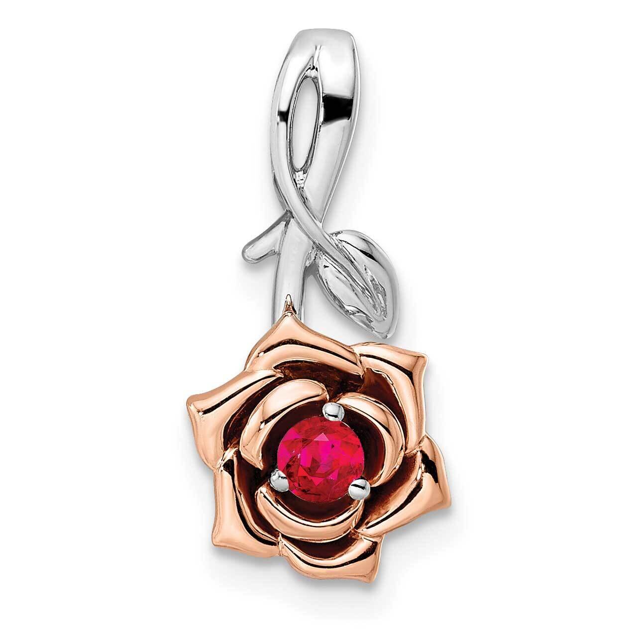 White &amp; Rose Ruby Flower Pendant 14k Two-Tone Gold PM8274-RU-WR