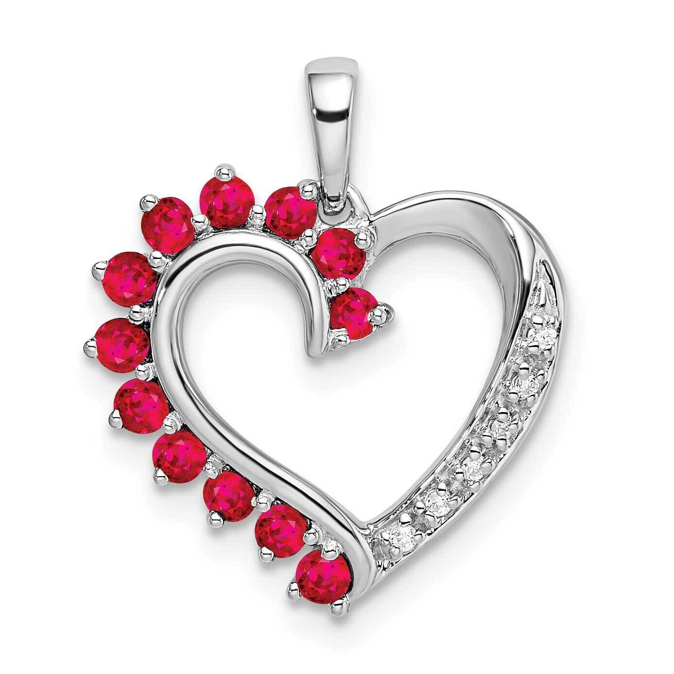 Ruby and Diamond Heart Pendant 14k White Gold PM8433-003-WA, MPN: PM8433-003-WA,