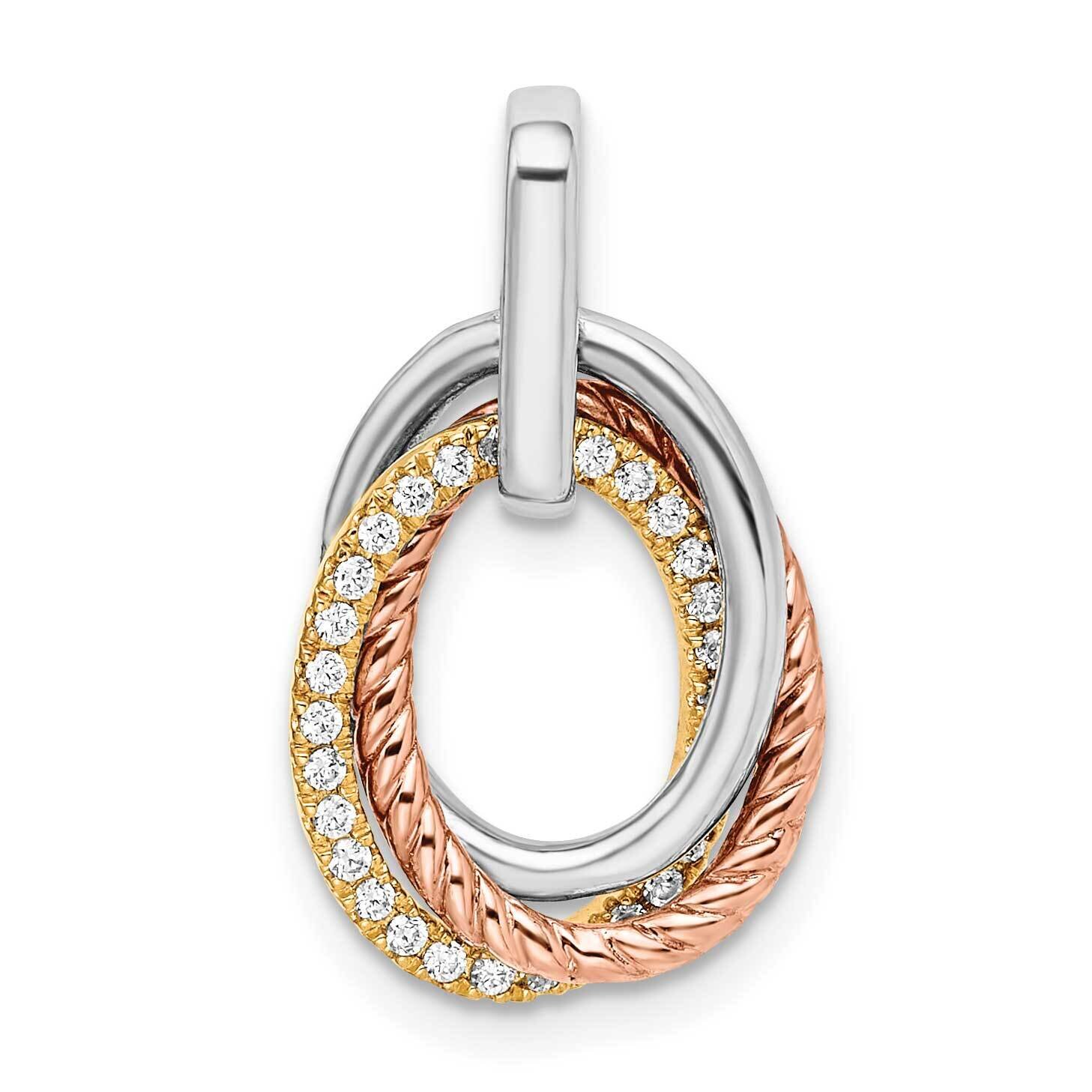 Double Oval Diamond Pendant 14k Tri-Color Gold PM8455-016-YWRA, MPN: PM8455-016-YWRA,