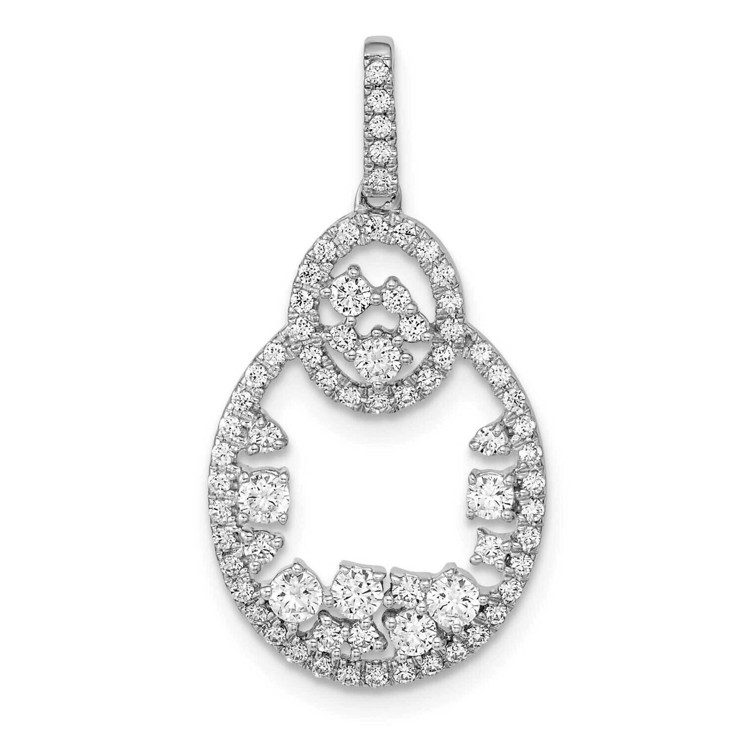 Fancy Oval Dangle Diamond Pendant 14k White Gold Polished PM8465-070-WA
