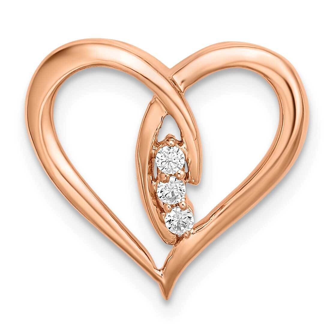Diamond Polished Heart Chain Slide 14k Rose Gold PM8479-006-RA, MPN: PM8479-006-RA,