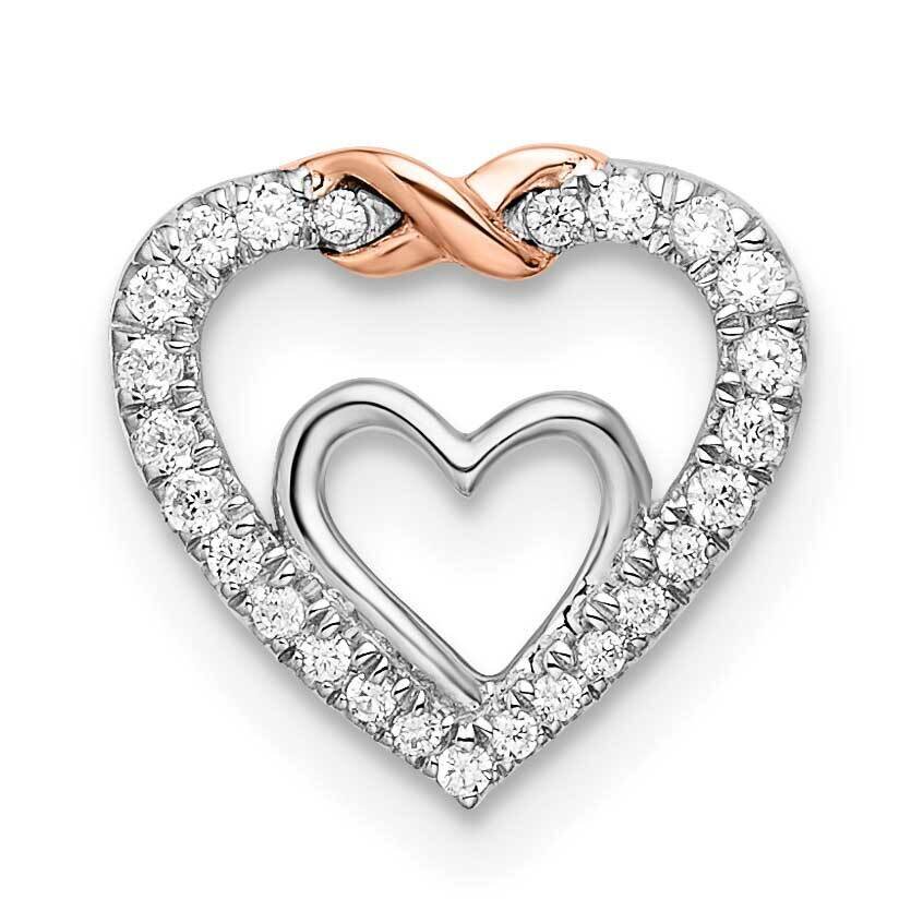 White &amp; Rose Gold Heart Diamond Chain Slide 14k Gold PM8480-009-WRA, MPN: PM8480-009-WRA,