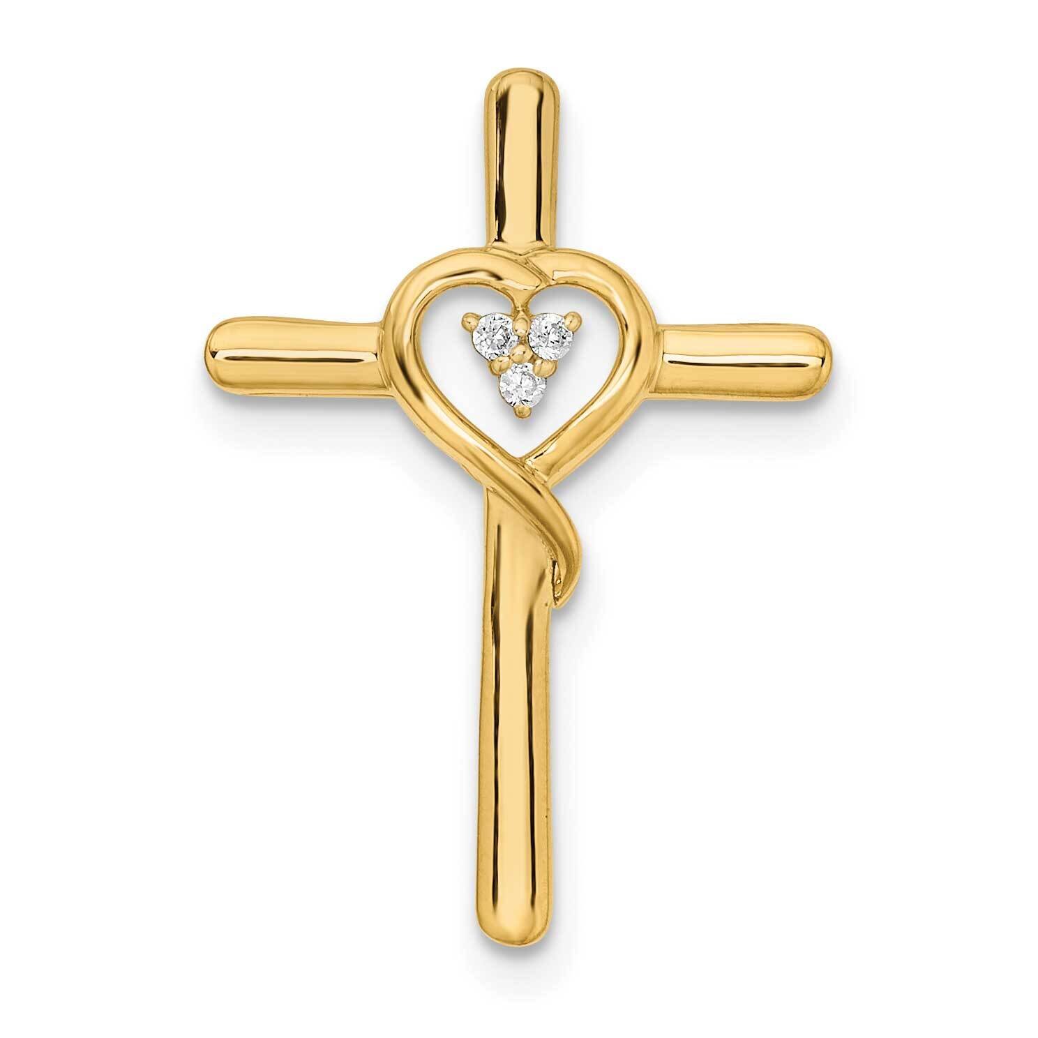 Cross with Heart Diamond Chain Slide 14k Gold Polished PM8484-002-YA, MPN: PM8484-002-YA,