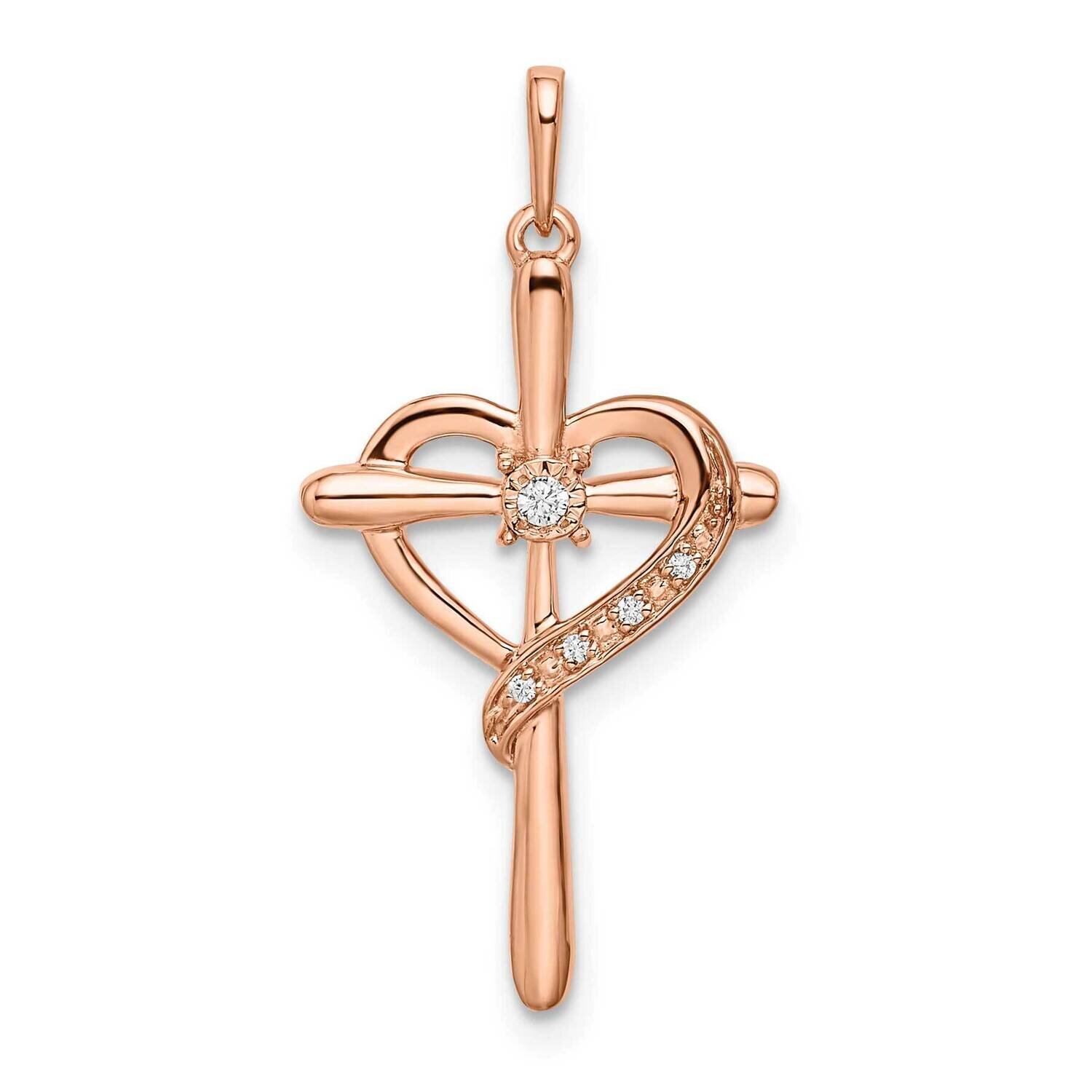 Cross with Heart Diamond Pendant 14k Rose Gold PM8486-003-RA, MPN: PM8486-003-RA, 196904096963