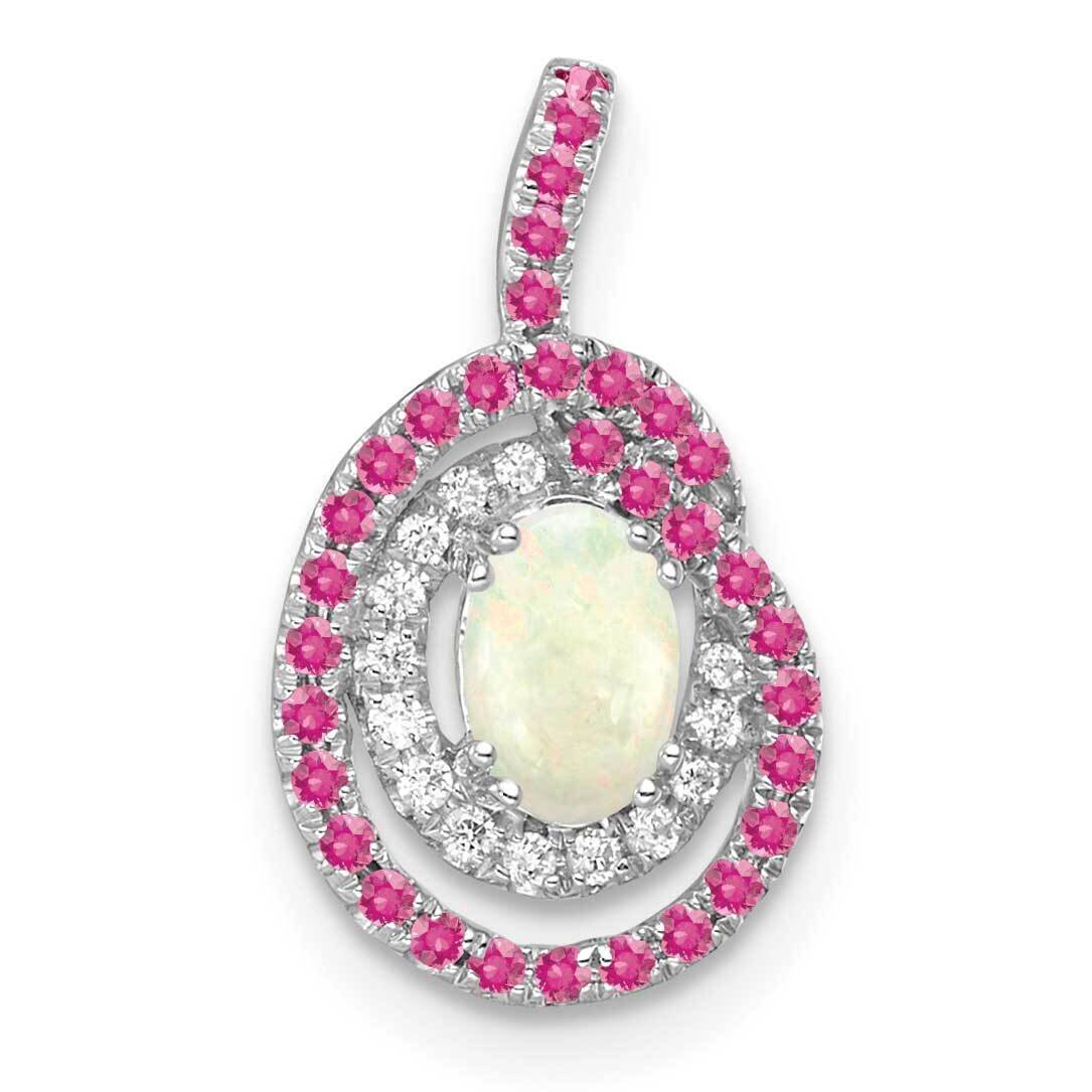 Pink Tourmaline Opal &amp; Diamond Chain Slide 14k White Gold PM8523-PT/OP-006-WA, MPN: PM8523-PT/OP-00…