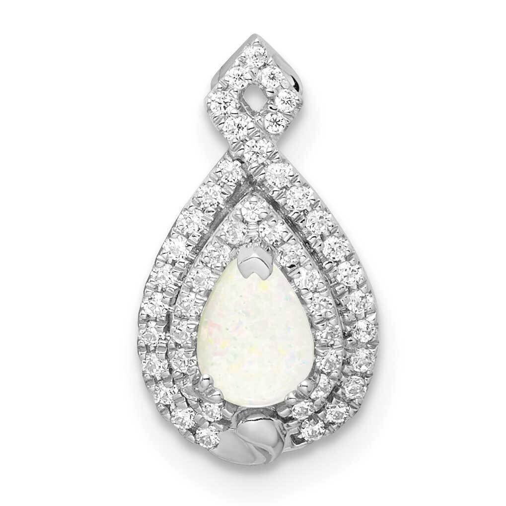 Pear Opal & Diamond Chain Slide 14k White Gold Polished PM8525-OP-016-WA