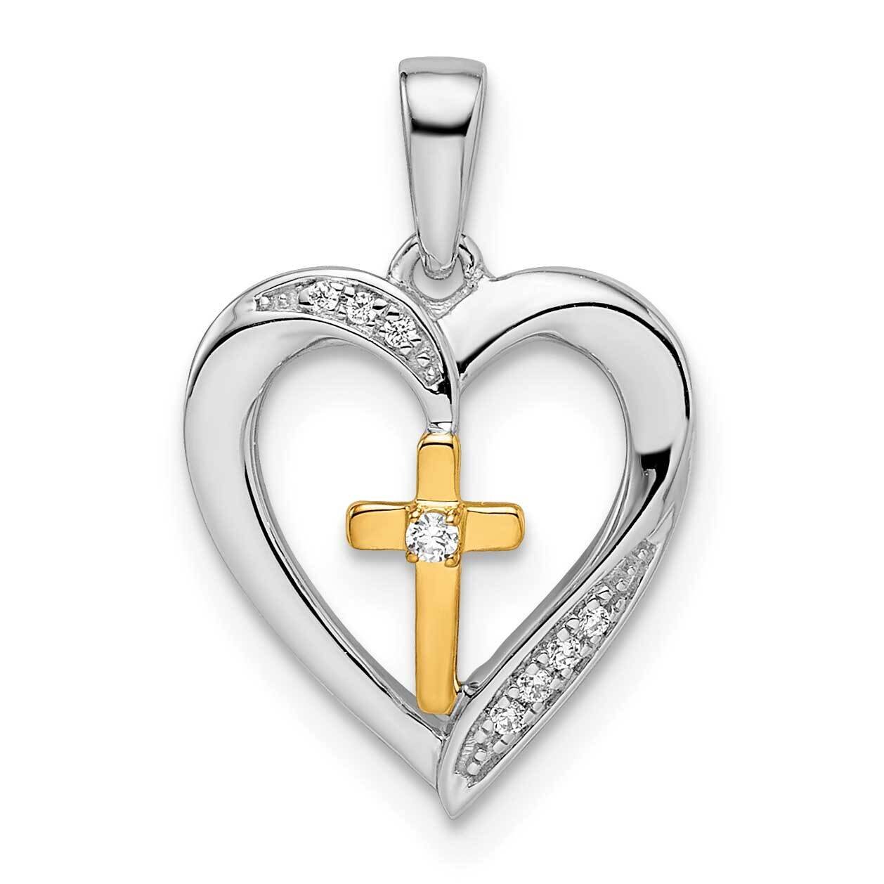 Heart with Cross Diamond Pendant 14k Two-Tone Gold PM8532-003-WYA