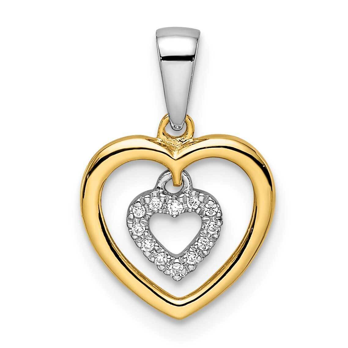 Heart Dangle Diamond Pendant 14k Two-Tone Gold PM8536-004-YWA, MPN: PM8536-004-YWA,