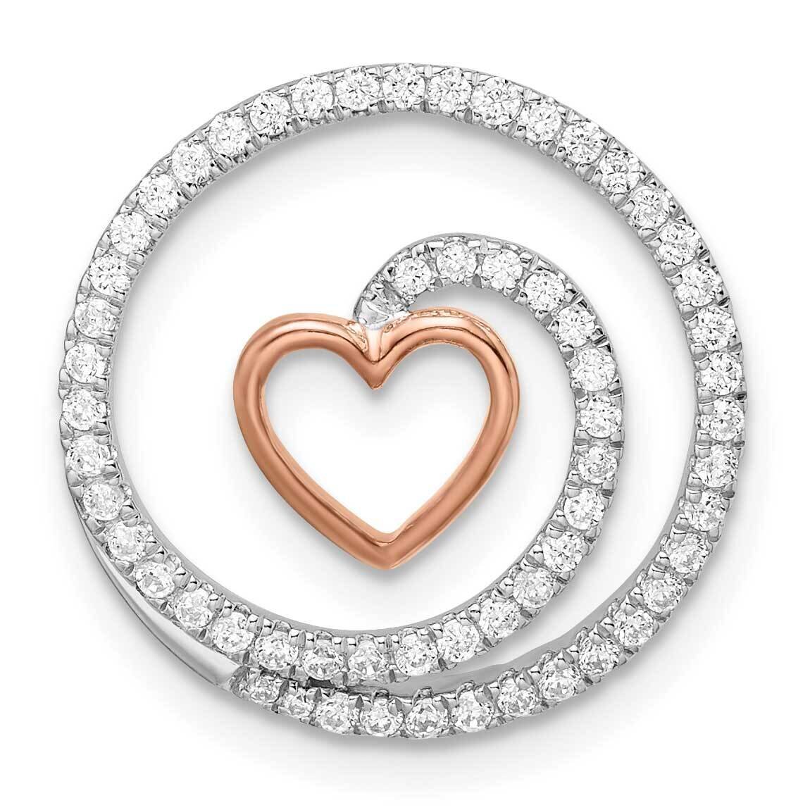 White and Rose Circle with Heart Diamond Chain Slide 14k Two-Tone Gold PM8540-030-WRA