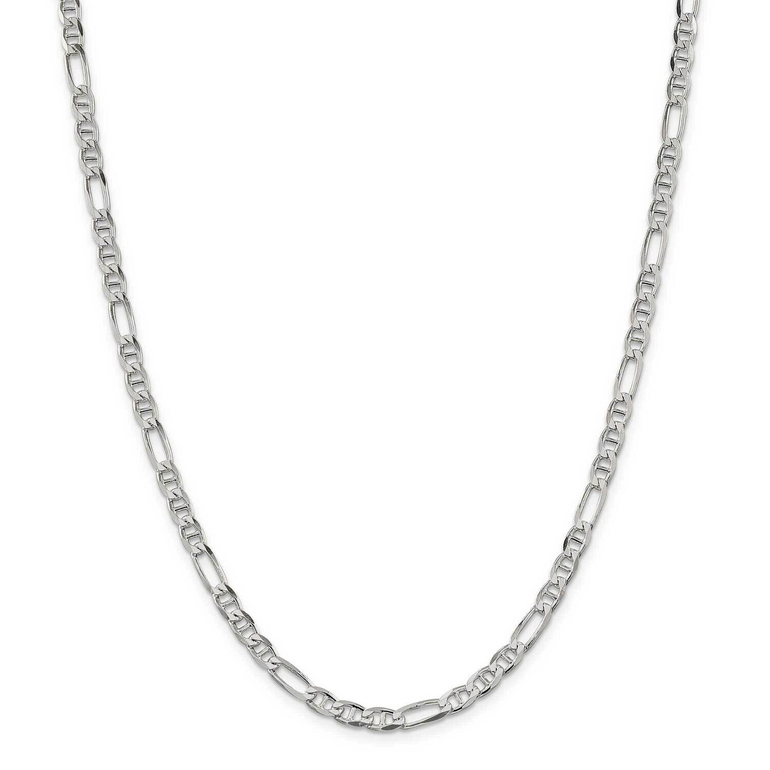 4.5mm Figaro Anchor Chain 28 Inch Sterling Silver QAF120-28, MPN: QAF120-28,