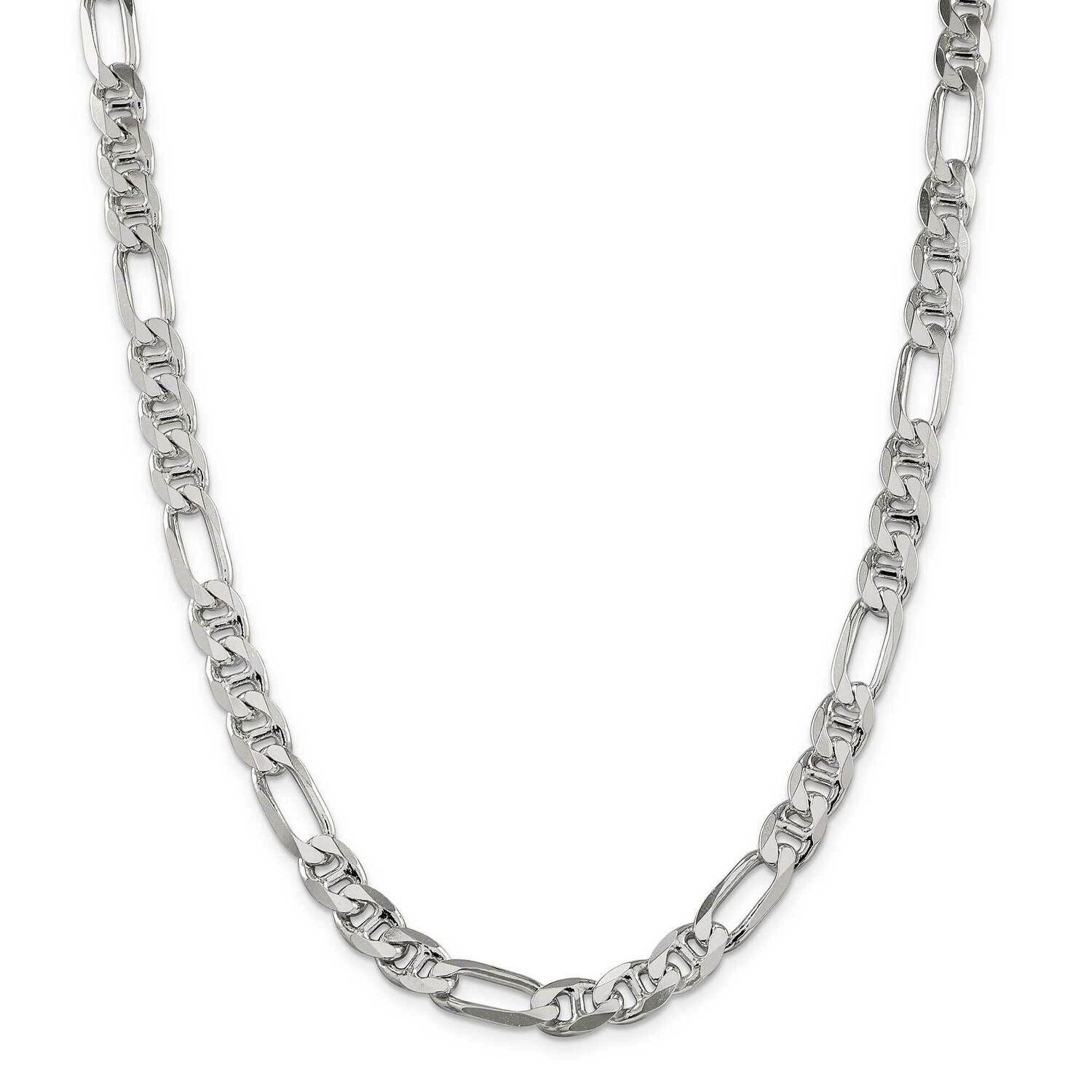 7.75mm Figaro Anchor Chain 28 Inch Sterling Silver QAF220-28, MPN: QAF220-28,