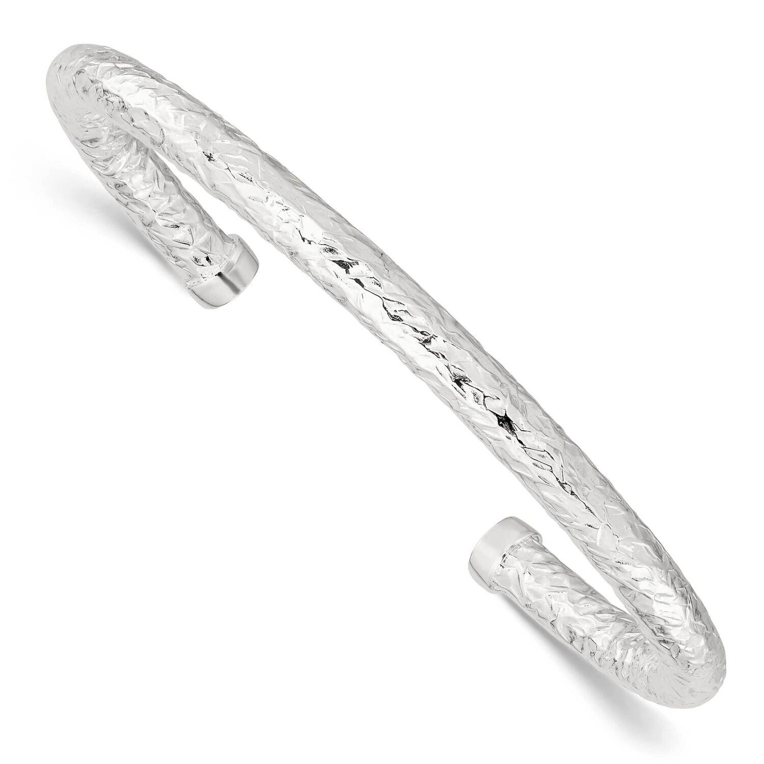 Textured Cuff Bangle Sterling Silver Polished QB1366