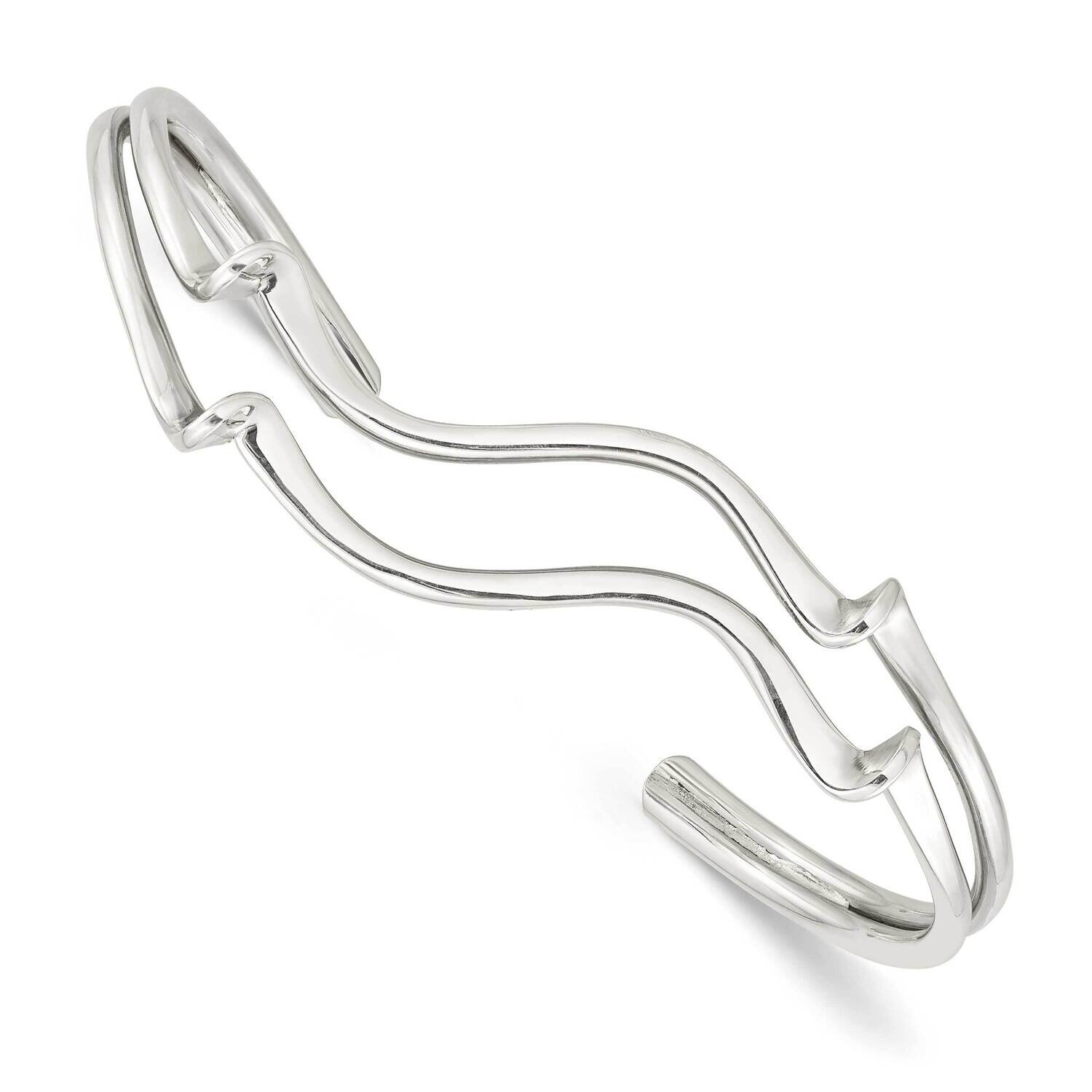 Wavy Cuff Bangle Sterling Silver Polished QB1375, MPN: QB1375, 196904155103