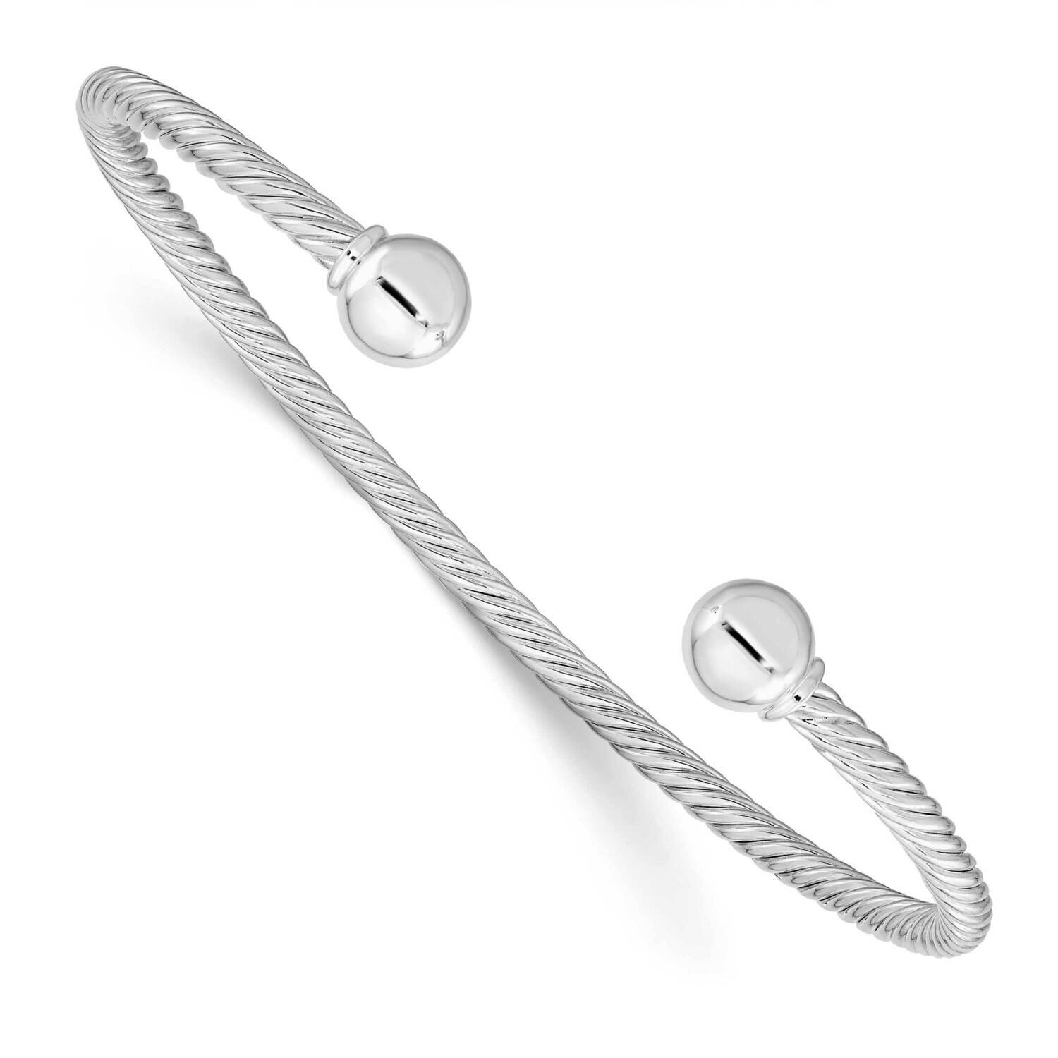 Twisted with 1 Thread Ball Cuff Bangle Sterling Silver Polished QB1381, MPN: QB1381, 196904155400