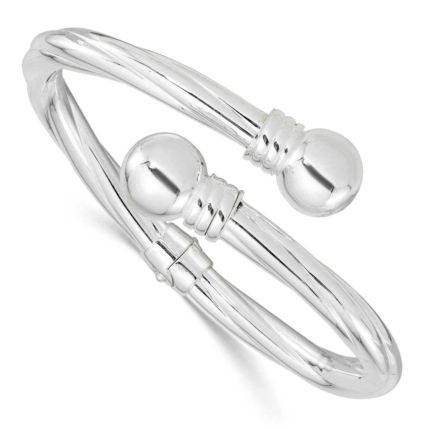 Twist Patterned Hinged Bangle Sterling Silver Polished QB1405, MPN: QB1405, 196904155042