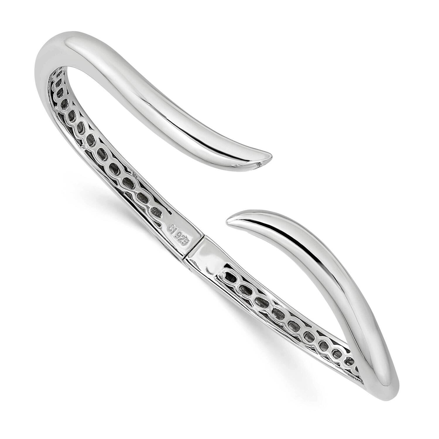 Wavy Hinged Bangle Sterling Silver Rhodium-Plated Polished QB1407, MPN: QB1407, 196904155028