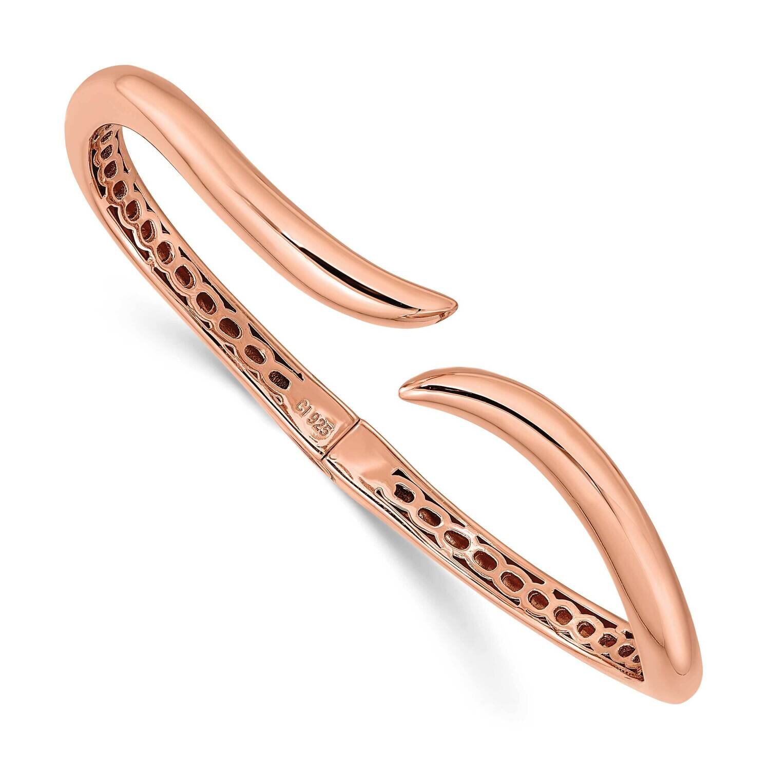 Polished Wavy Hinged Bangle Sterling Silver Rose-Tone QB1409, MPN: QB1409, 196904155240