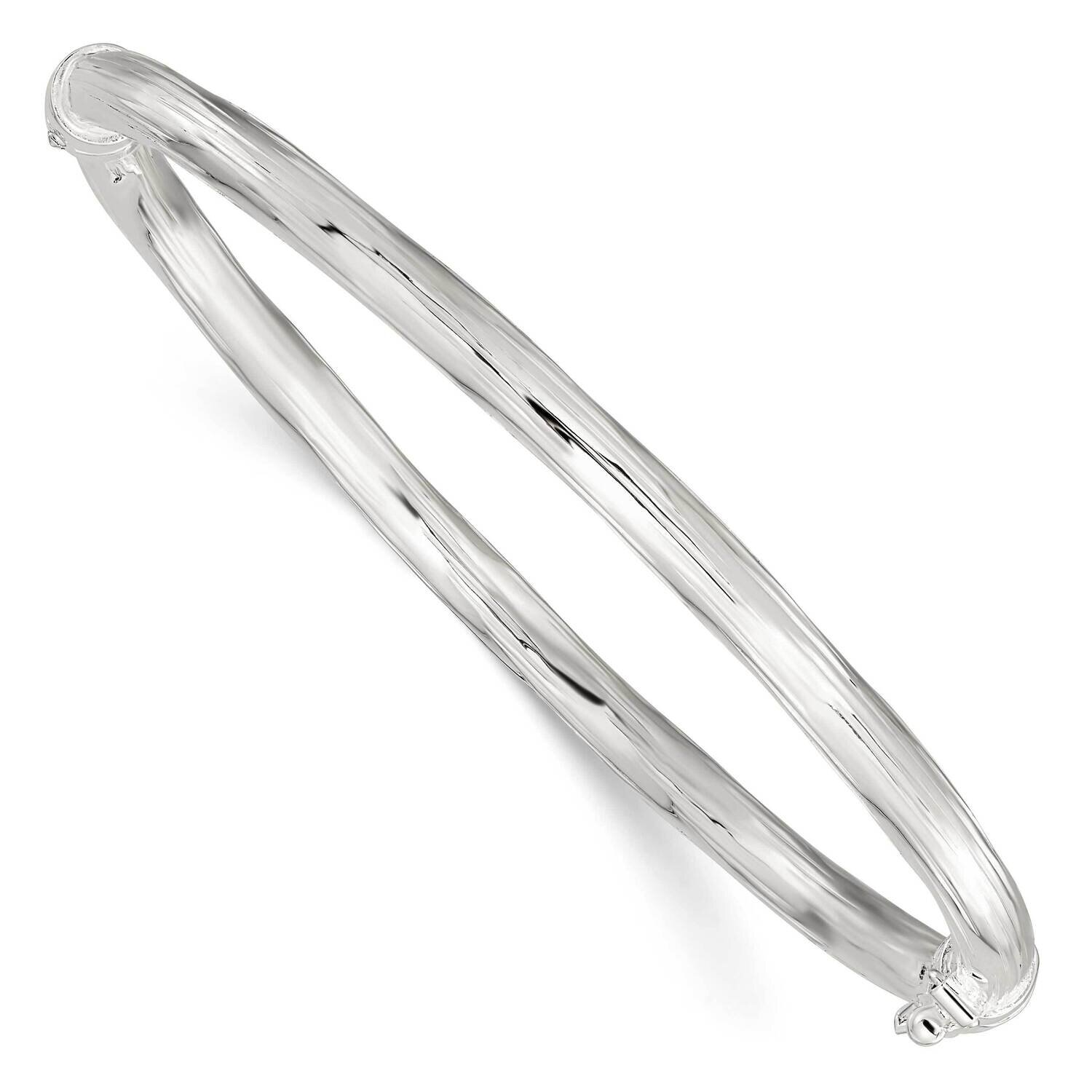 Textured Hinged Bangle Sterling Silver Polished QB1417
