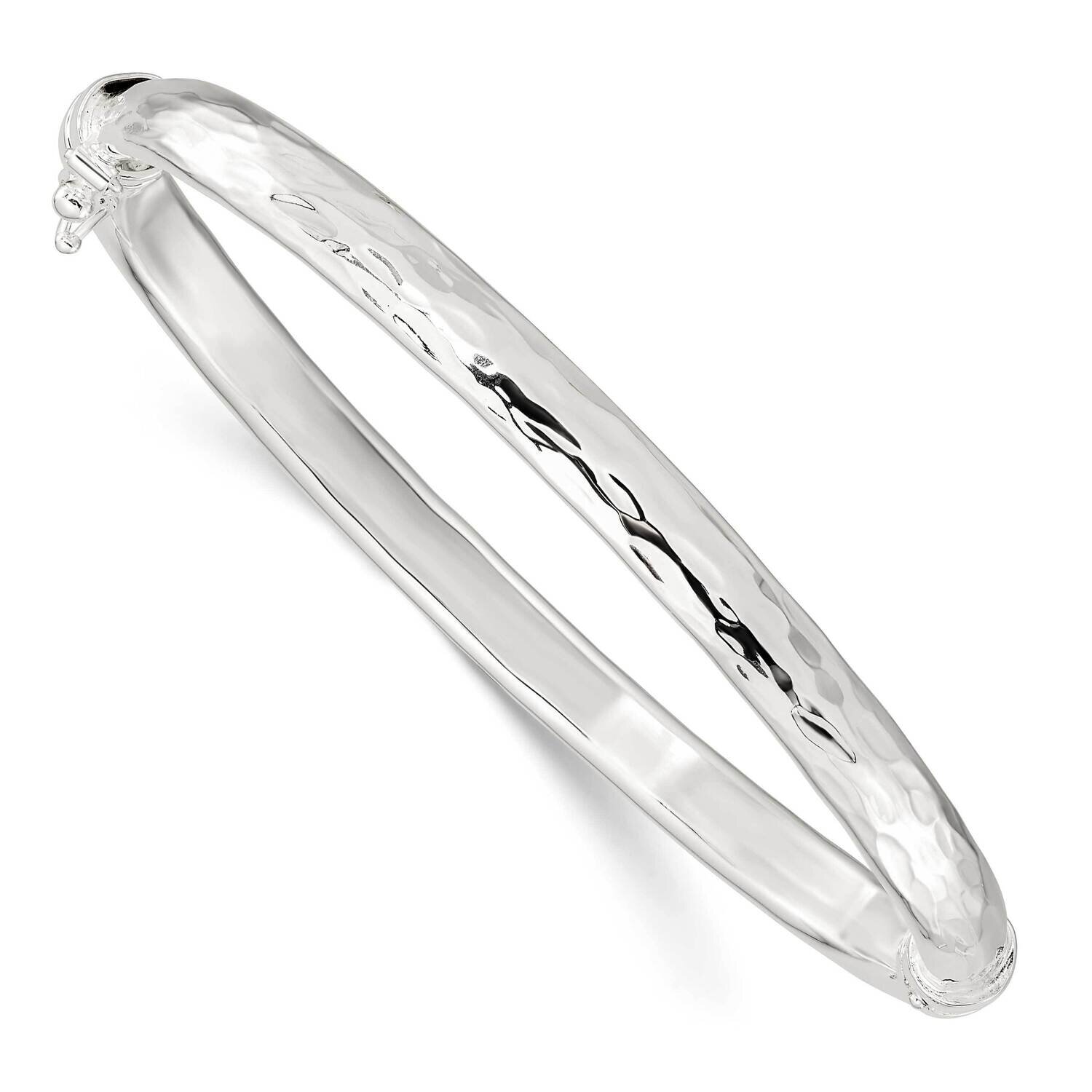 Textured Hinged Bangle Sterling Silver Polished QB1418