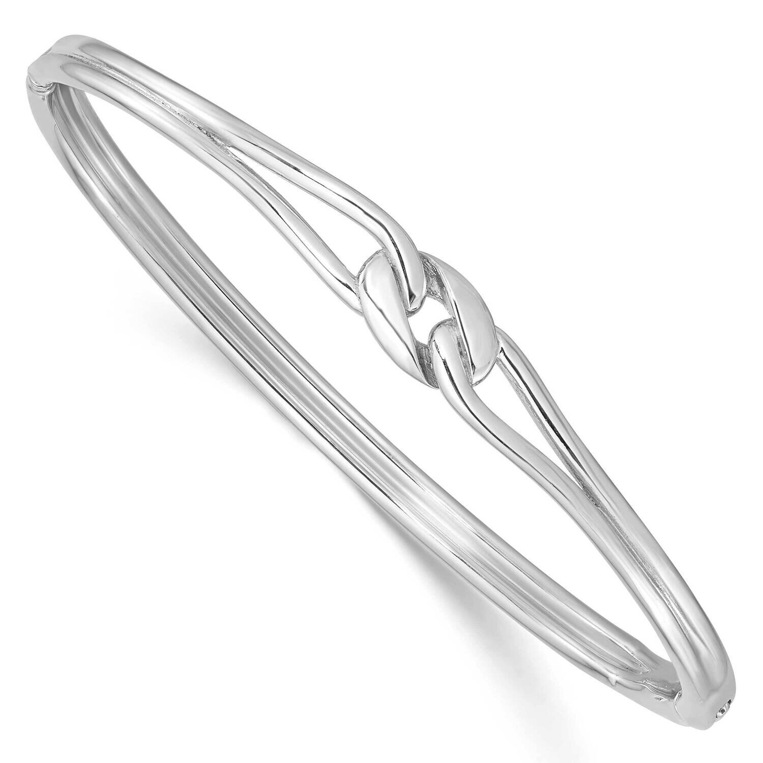 Fancy Knot Hinged Bangle Sterling Silver Rhodium-Plated QB1427