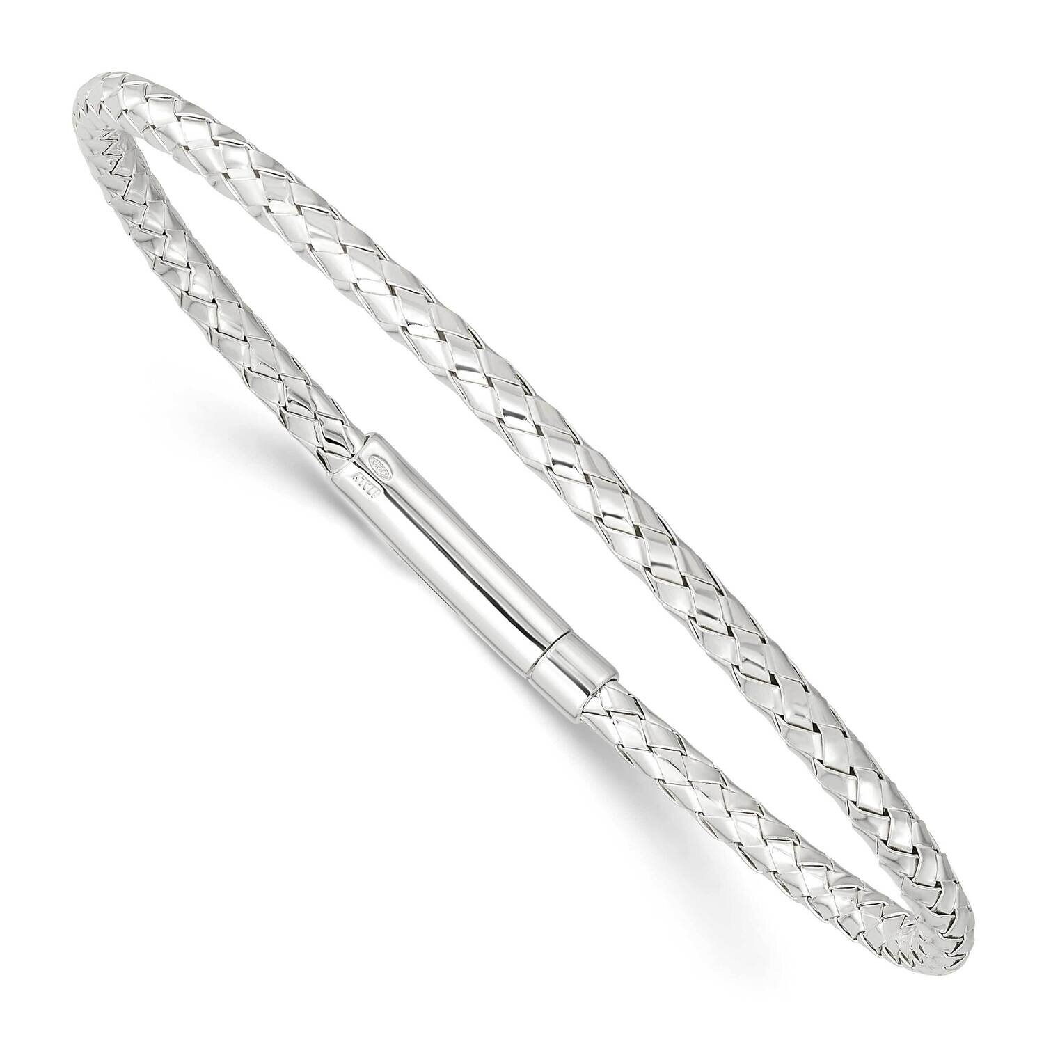 Flexible Weaved Bangle Bracelet Sterling Silver Polished QB1433, MPN: QB1433, 196904154878