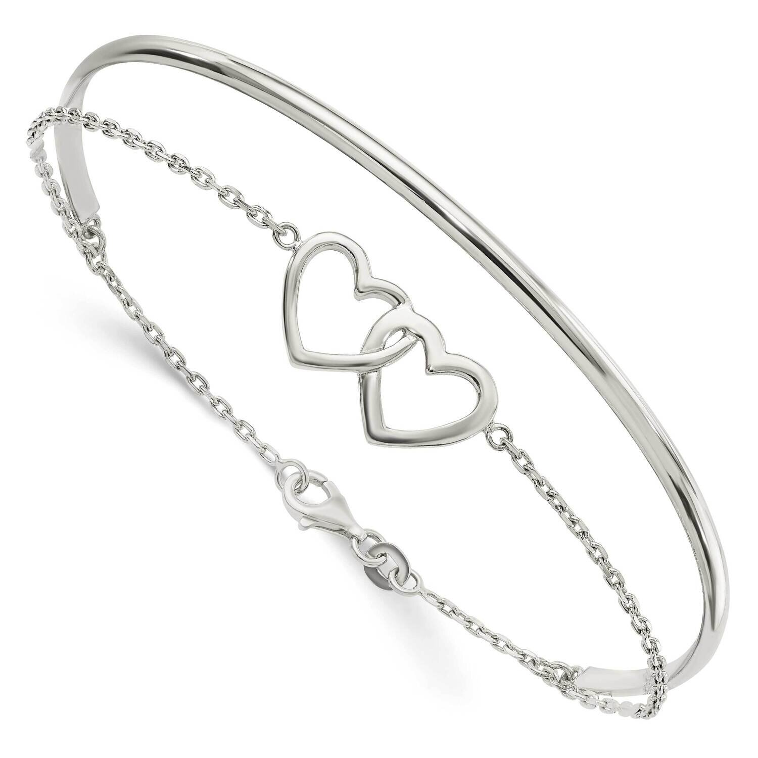 Double Heart and Bangle Sterling Silver Polished QB1437