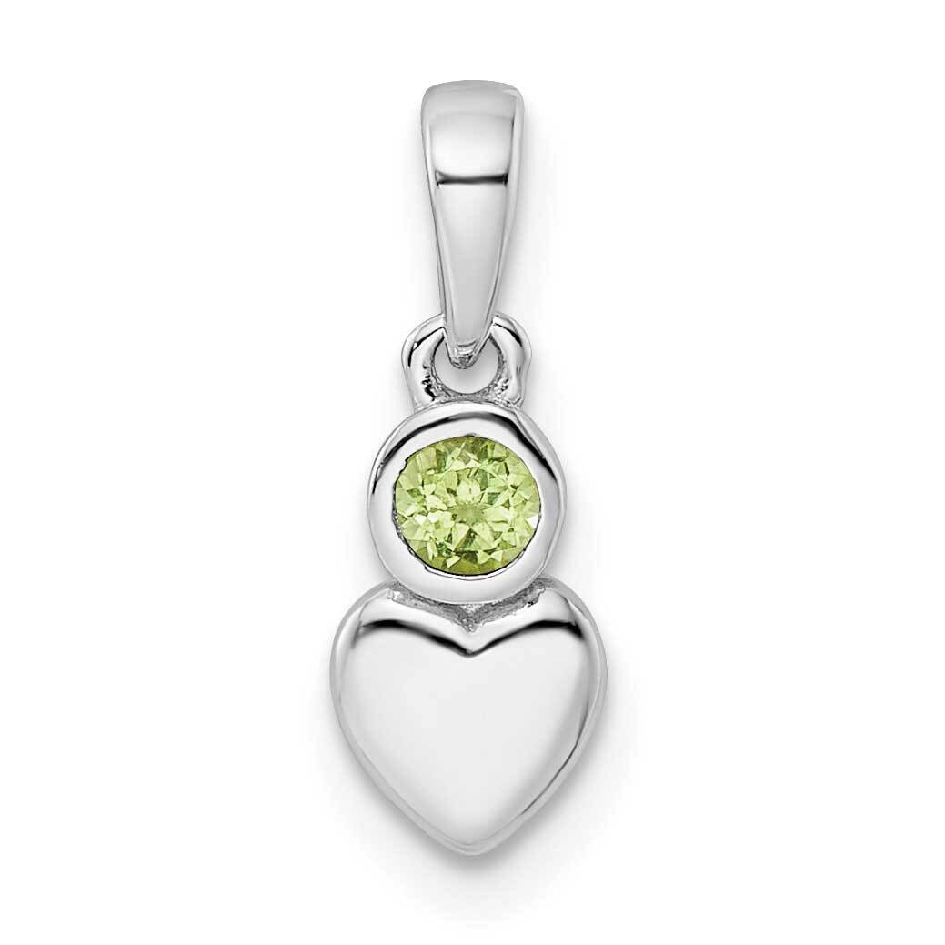 Peridot Heart Pendant Sterling Silver Rhodium-Plated Polished QBPD35AUG, MPN: QBPD35AUG,