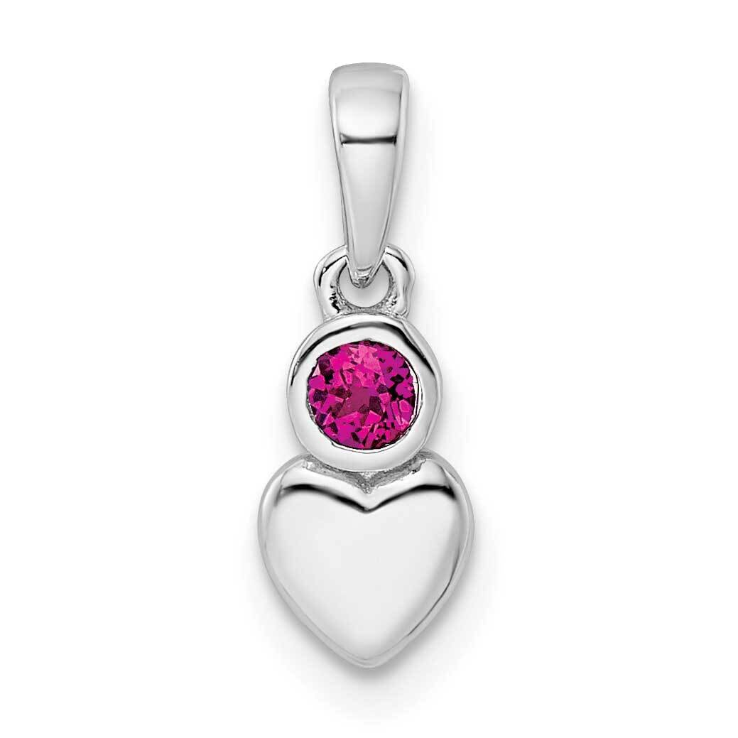 Created Ruby Heart Pendant Sterling Silver Rhodium-Plated Polished QBPD35JUL, MPN: QBPD35JUL,