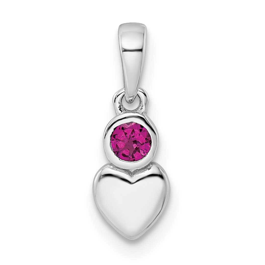 Rhodolite Garnet Heart Pendant Sterling Silver Rhodium-Plated Polished QBPD35JUN, MPN: QBPD35JUN,