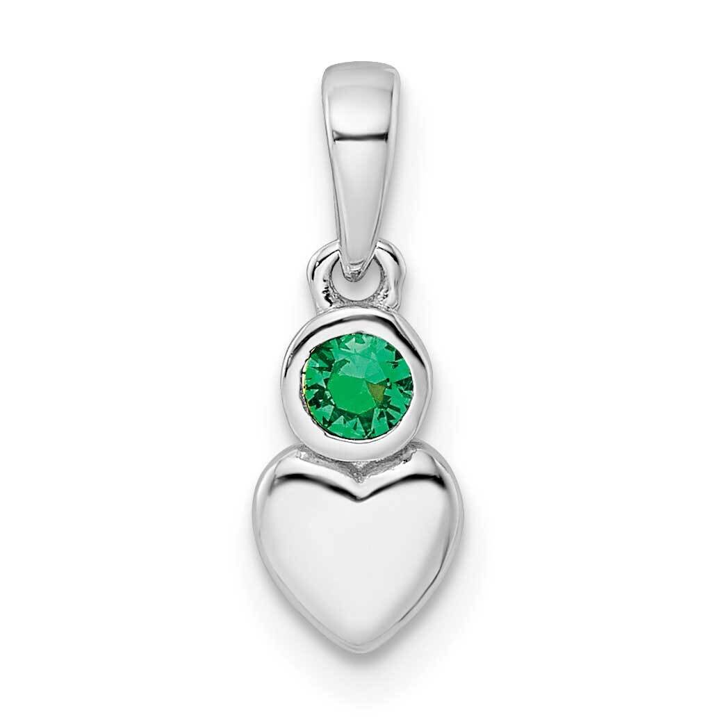 Lab Created Emerald Heart Pendant Sterling Silver Rhodium-Plated QBPD35MAY