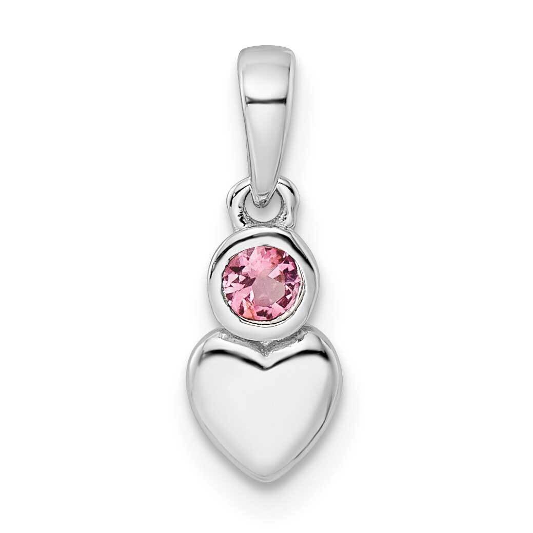 Pink Tourmaline Heart Pendant Sterling Silver Rhodium-Plated Polished QBPD35OCT, MPN: QBPD35OCT,