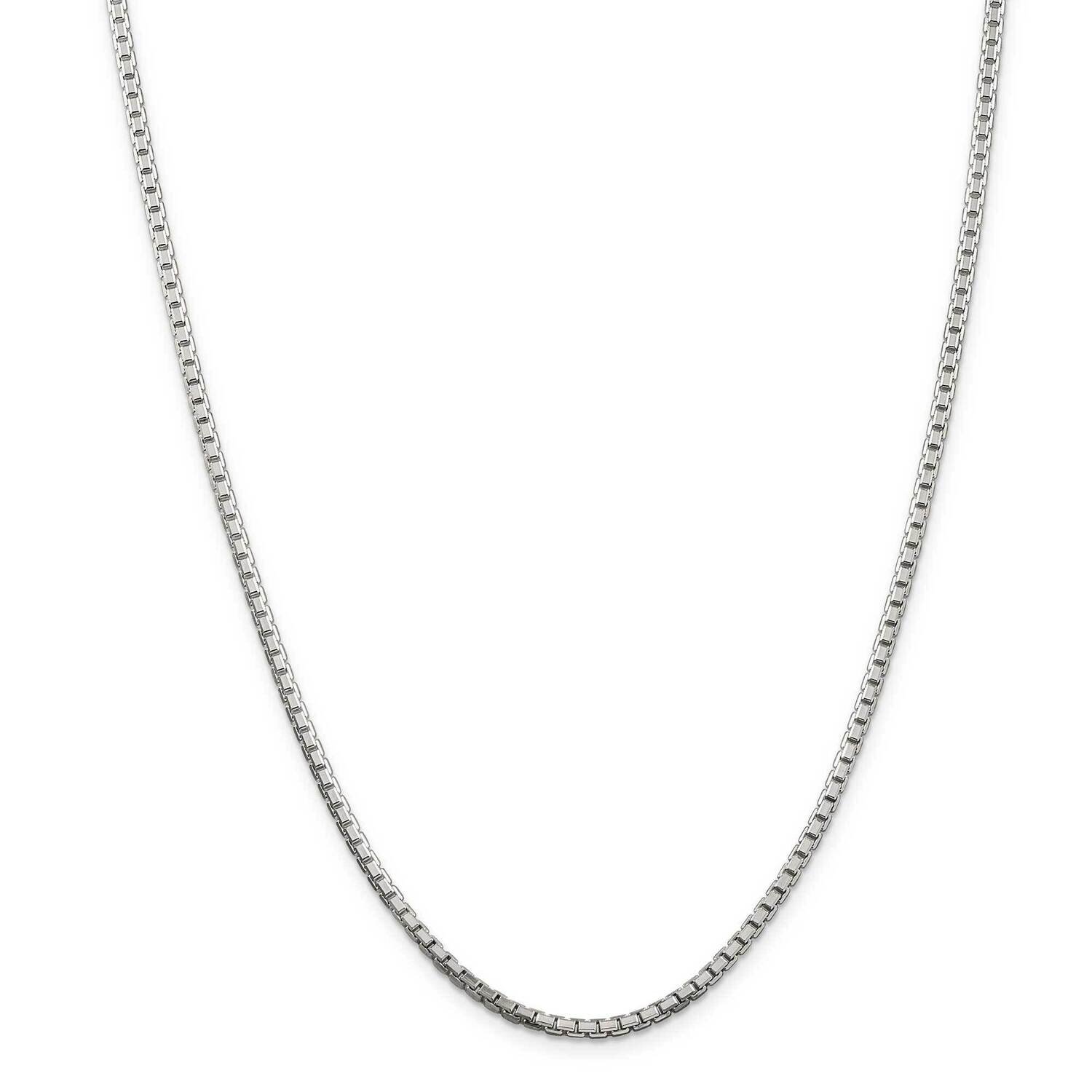 2.5mm 8 Sided Diamond-Cut Box Chain 36 Inch Sterling Silver QBR050-36, MPN: QBR050-36,