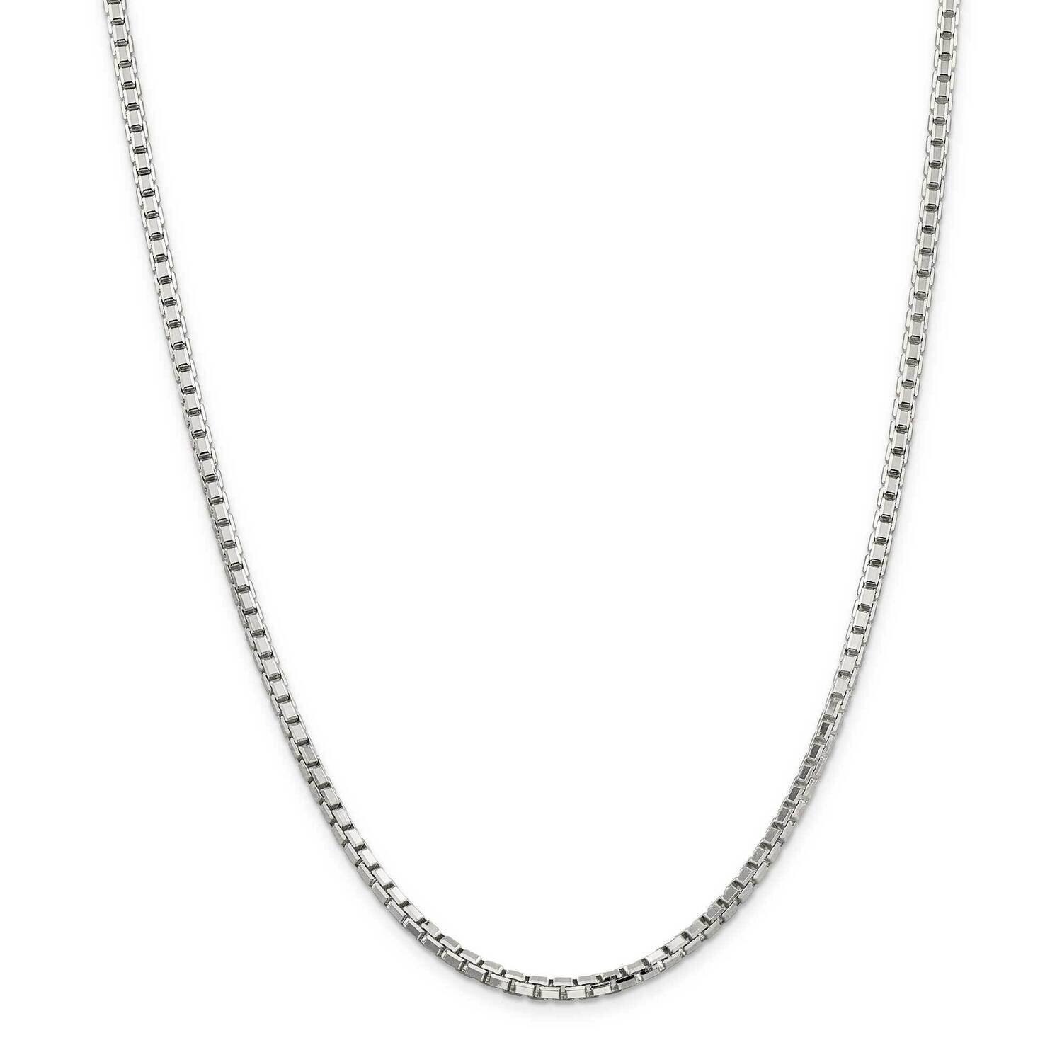 3.2mm 8 Sided Diamond-Cut Box Chain 22 Inch Sterling Silver QBR057-22, MPN: QBR057-22,
