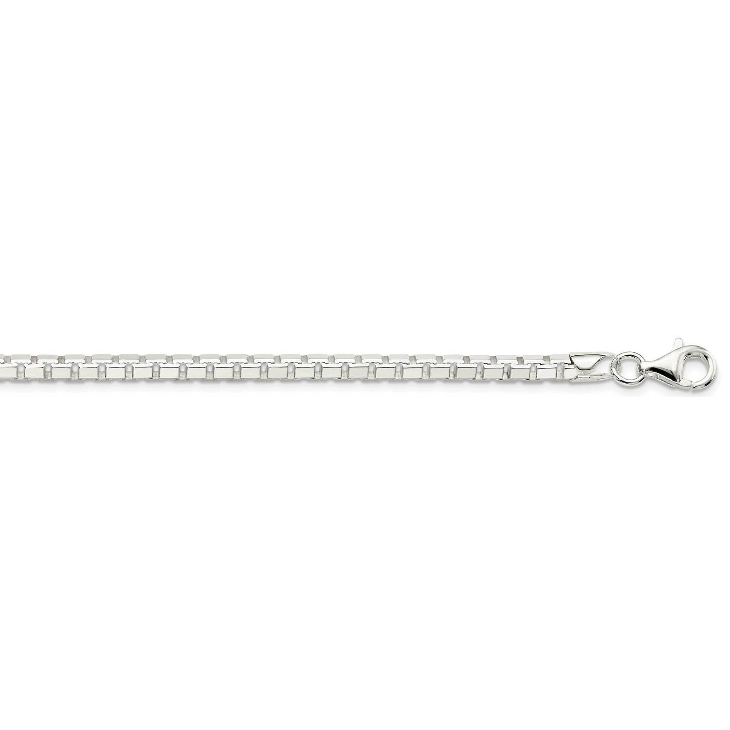 3.8mm 8 Sided Diamond-Cut Box Chain 28 Inch Sterling Silver QBR065-28, MPN: QBR065-28,