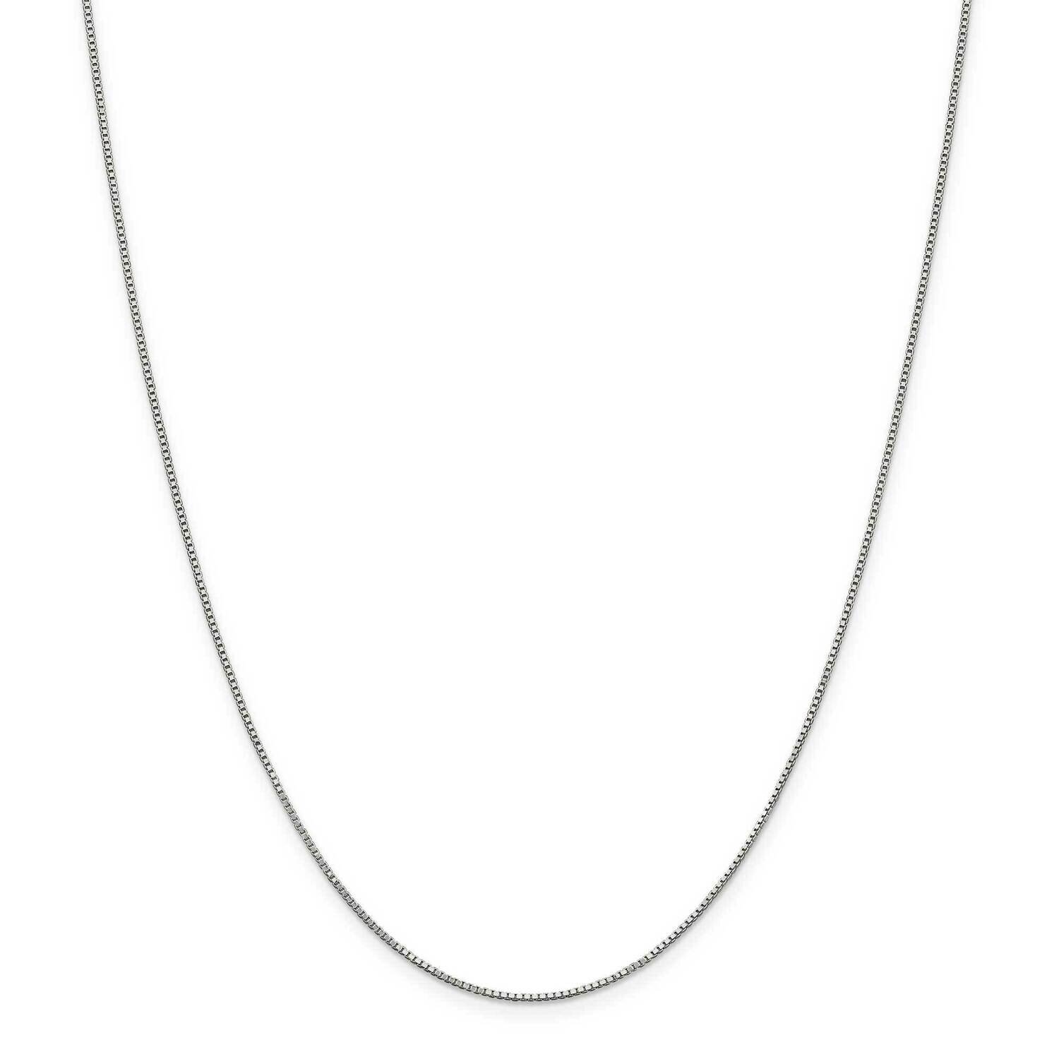 .9mm Box Chain with 4 Inch Extender 22 Inch Sterling Silver Rhodium-Plated QBX019RH-22