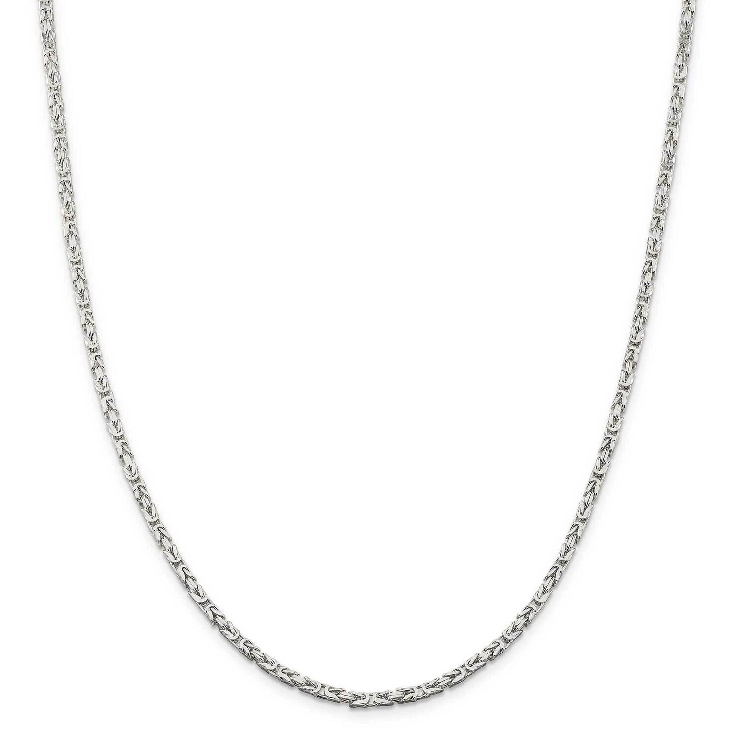2.5mm Byzantine Chain 28 Inch Sterling Silver QBZ060-28, MPN: QBZ060-28,