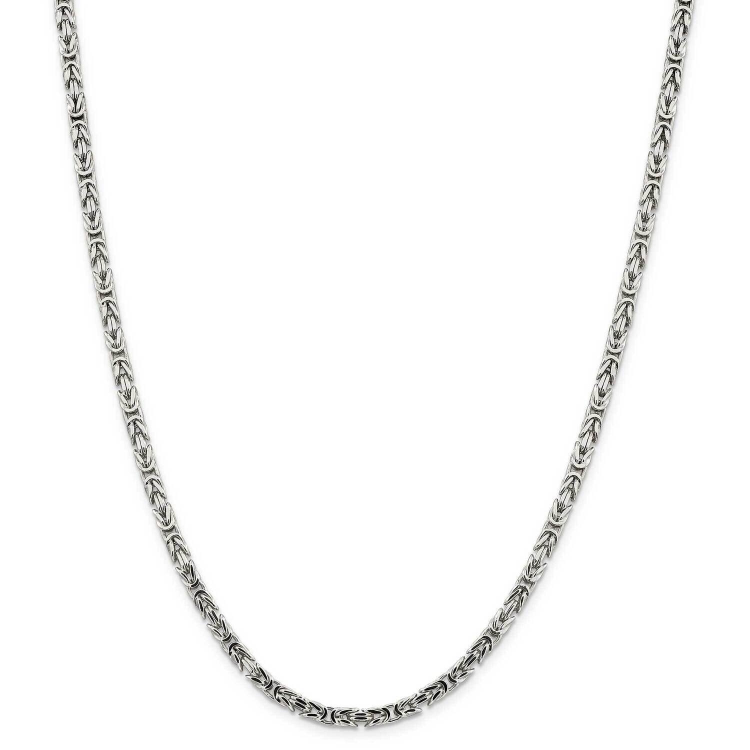 3.25mm Byzantine Chain 28 Inch Sterling Silver QBZ080-28, MPN: QBZ080-28,
